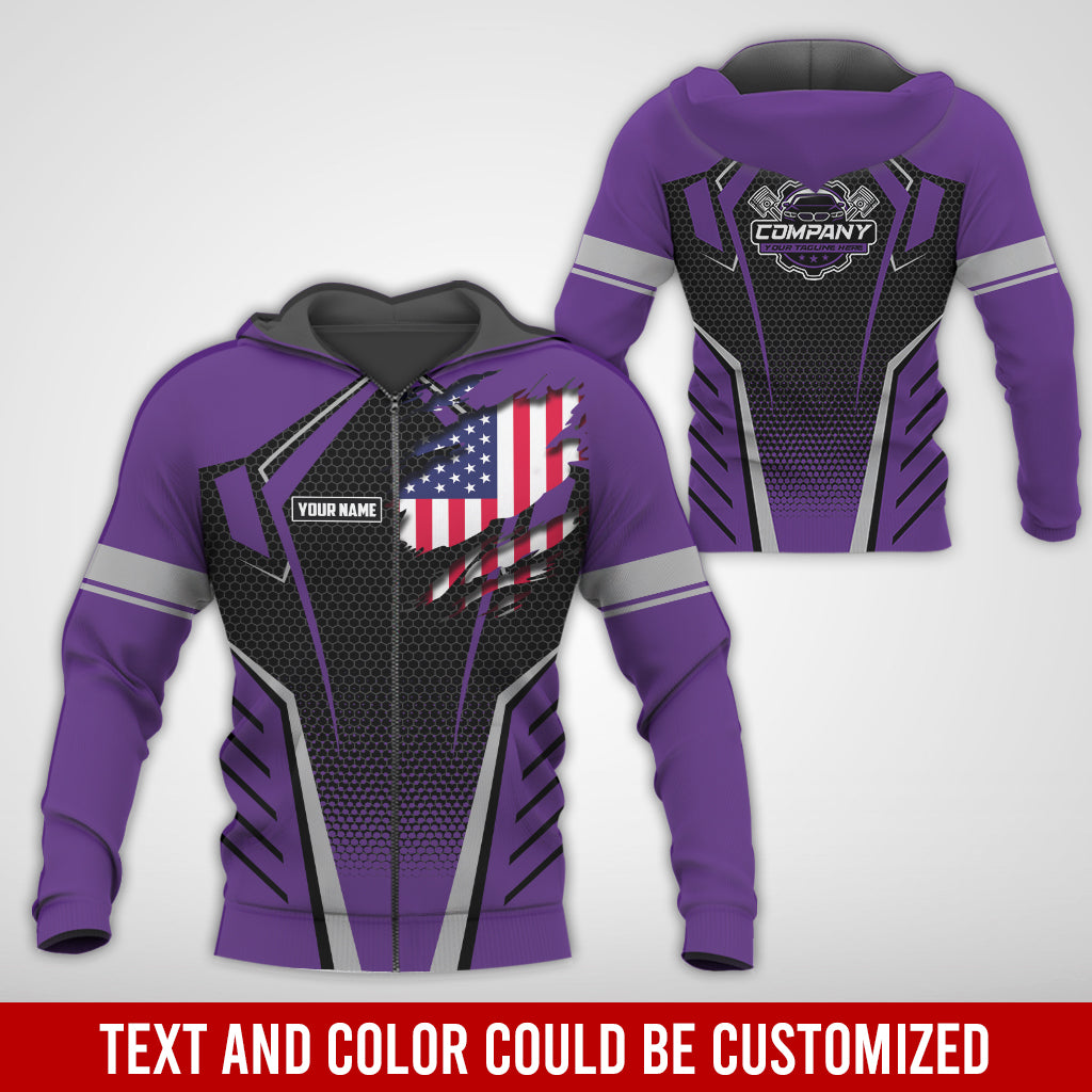 Blisscorners Custom Mechanic Shirt with Name, Purple Garage Uniform, Gift for Car Guys & Technicians, Comfortable Daily Fit, Perfect Garage Apparel