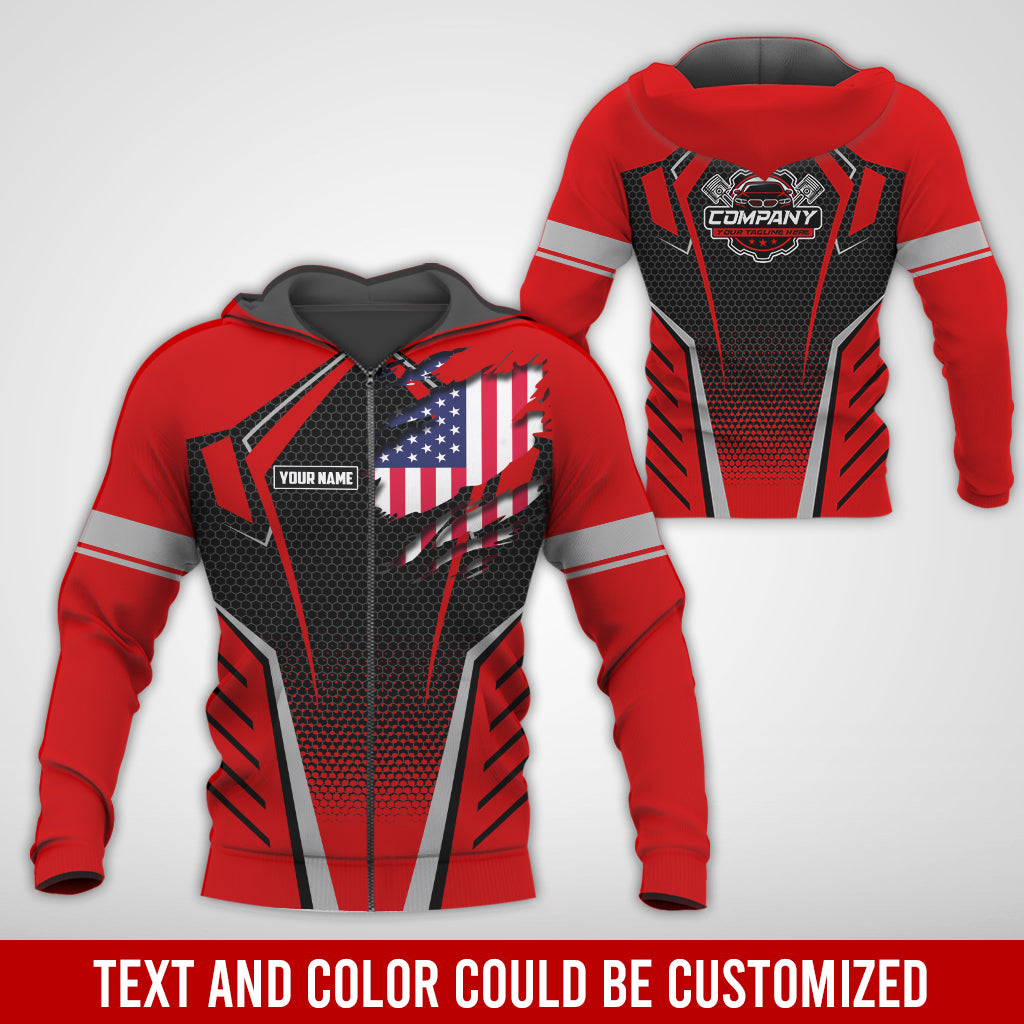 Blisscorners Custom Mechanic Shirt with Name, Red Garage Uniform, Gift for Car Guys & Technicians, Comfortable Daily Fit, Perfect Garage Apparel