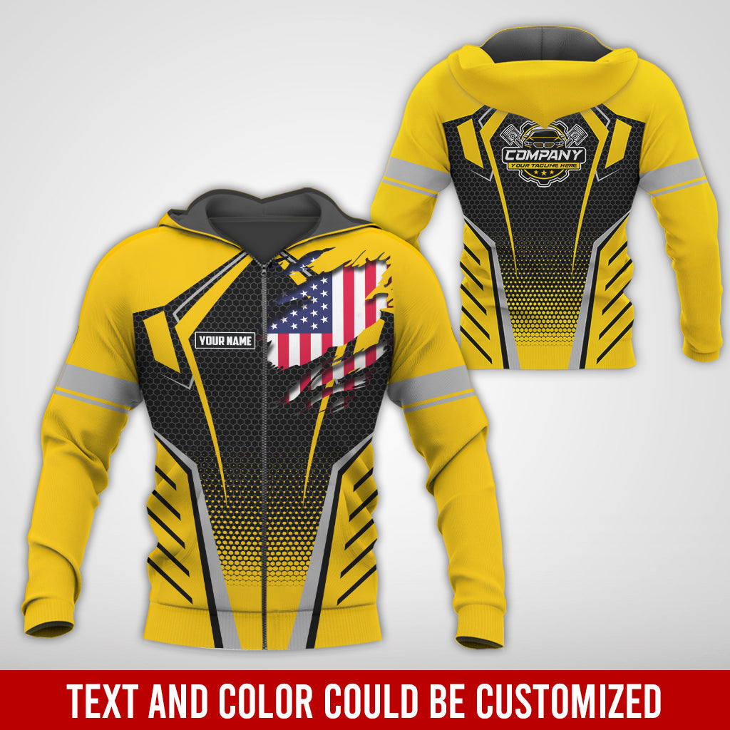Blisscorners Custom Mechanic Shirt with Name, Yellow Garage Uniform, Gift for Car Guys & Technicians, Comfortable Daily Fit, Perfect Garage Apparel