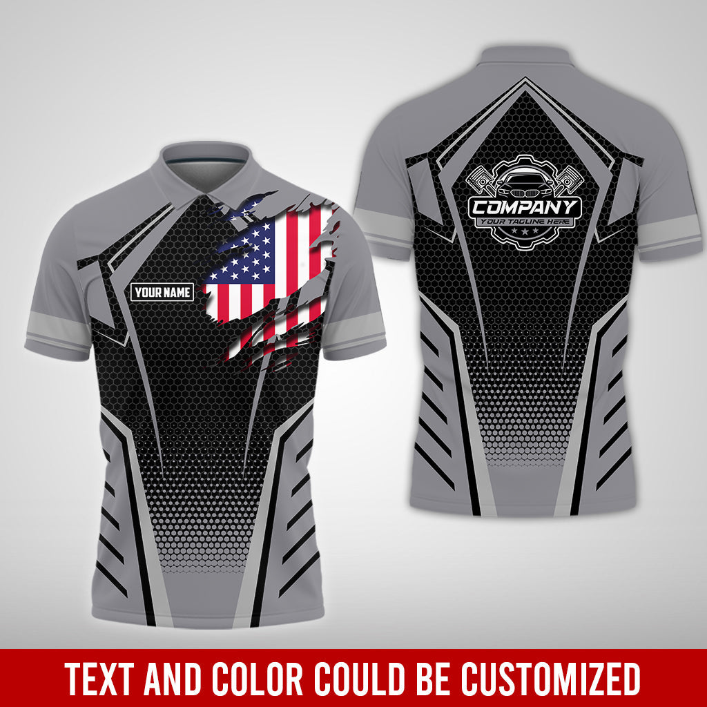 Blisscorners Custom Mechanic Shirt with Name, Grey Garage Uniform, Gift for Car Guys & Technicians, Comfortable Daily Fit, Perfect Garage Apparel