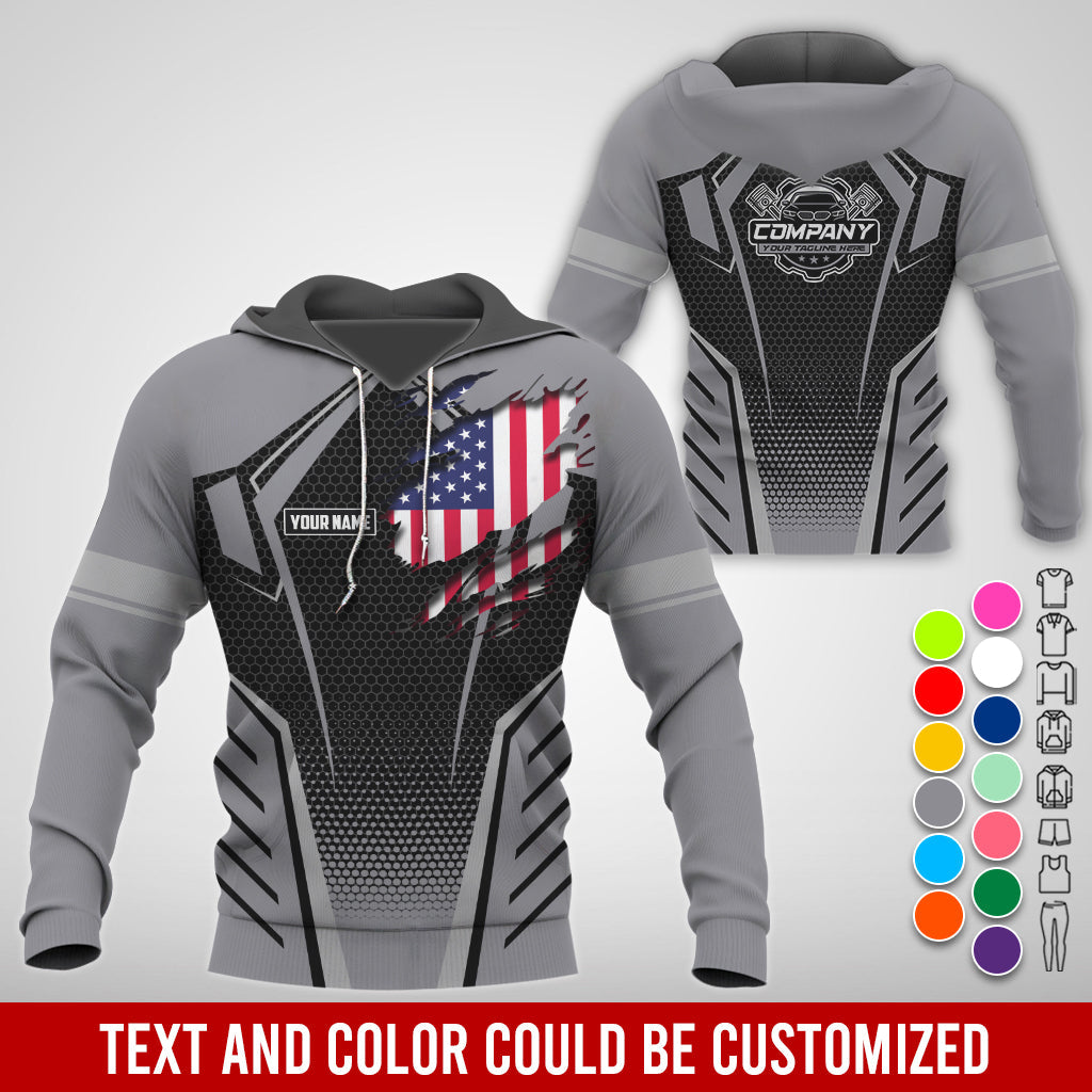 Blisscorners Custom Mechanic Shirt with Name, Grey Garage Uniform, Gift for Car Guys & Technicians, Comfortable Daily Fit, Perfect Garage Apparel