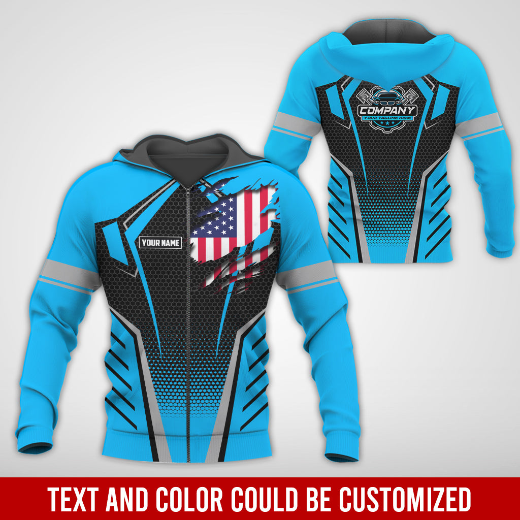Blisscorners Custom Mechanic Shirt with Name, Blue Garage Uniform, Gift for Car Guys & Technicians, Comfortable Daily Fit, Perfect Garage Apparel