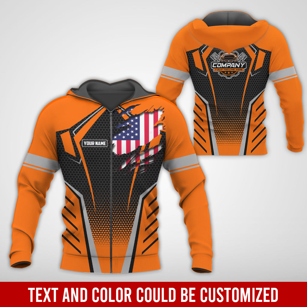 Blisscorners Custom Mechanic Shirt with Name, Orange Garage Uniform, Gift for Car Guys & Technicians, Comfortable Daily Fit, Perfect Garage Apparel