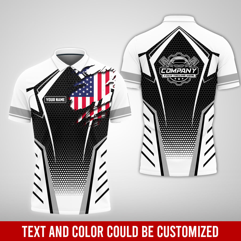 Blisscorners Custom Mechanic Shirt with Name, White Garage Uniform, Gift for Car Guys & Technicians, Comfortable Daily Fit, Perfect Garage Apparel