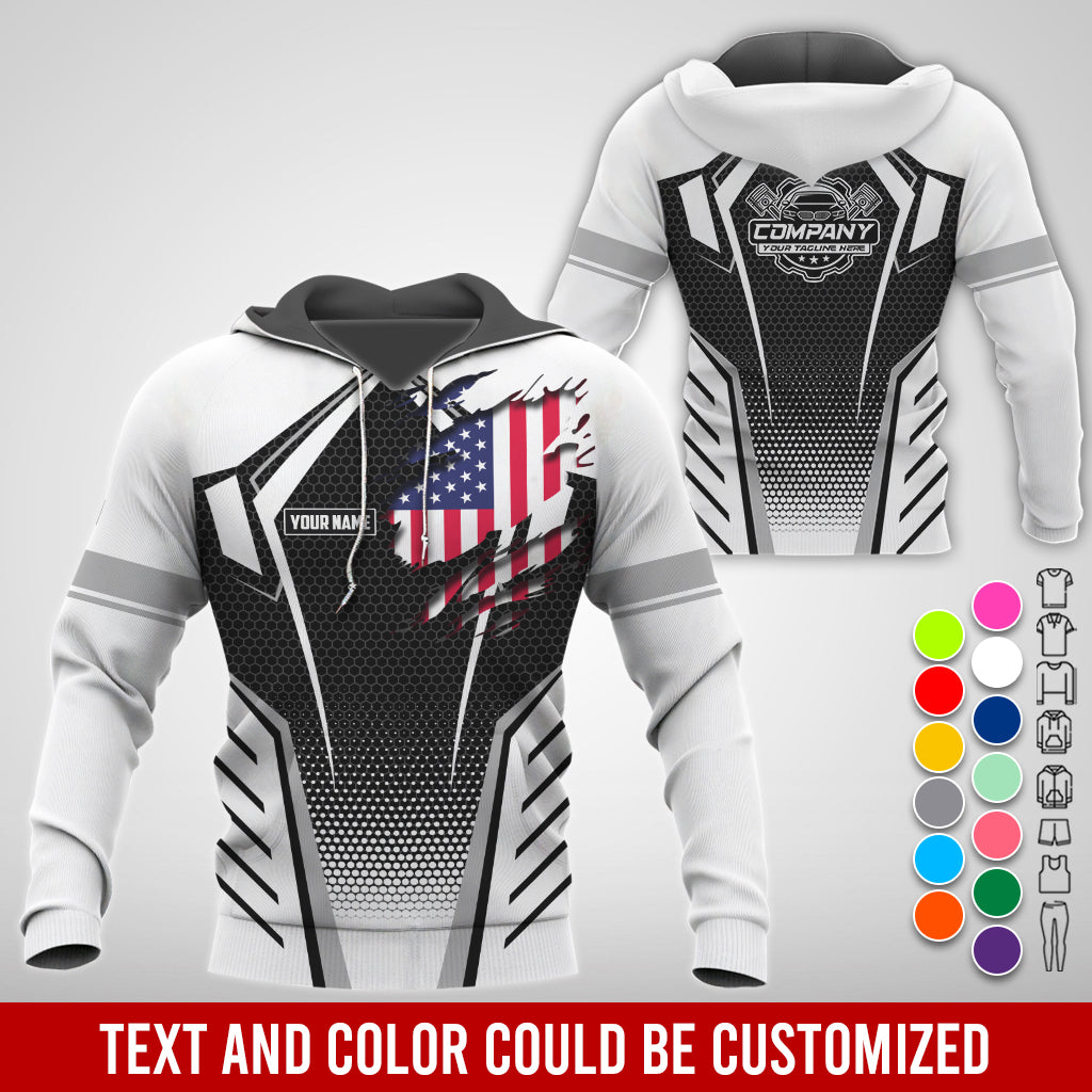 Blisscorners Custom Mechanic Shirt with Name, White Garage Uniform, Gift for Car Guys & Technicians, Comfortable Daily Fit, Perfect Garage Apparel