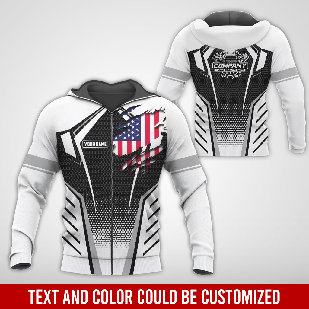 Blisscorners Custom Mechanic Shirt with Name, White Garage Uniform, Gift for Car Guys & Technicians, Comfortable Daily Fit, Perfect Garage Apparel