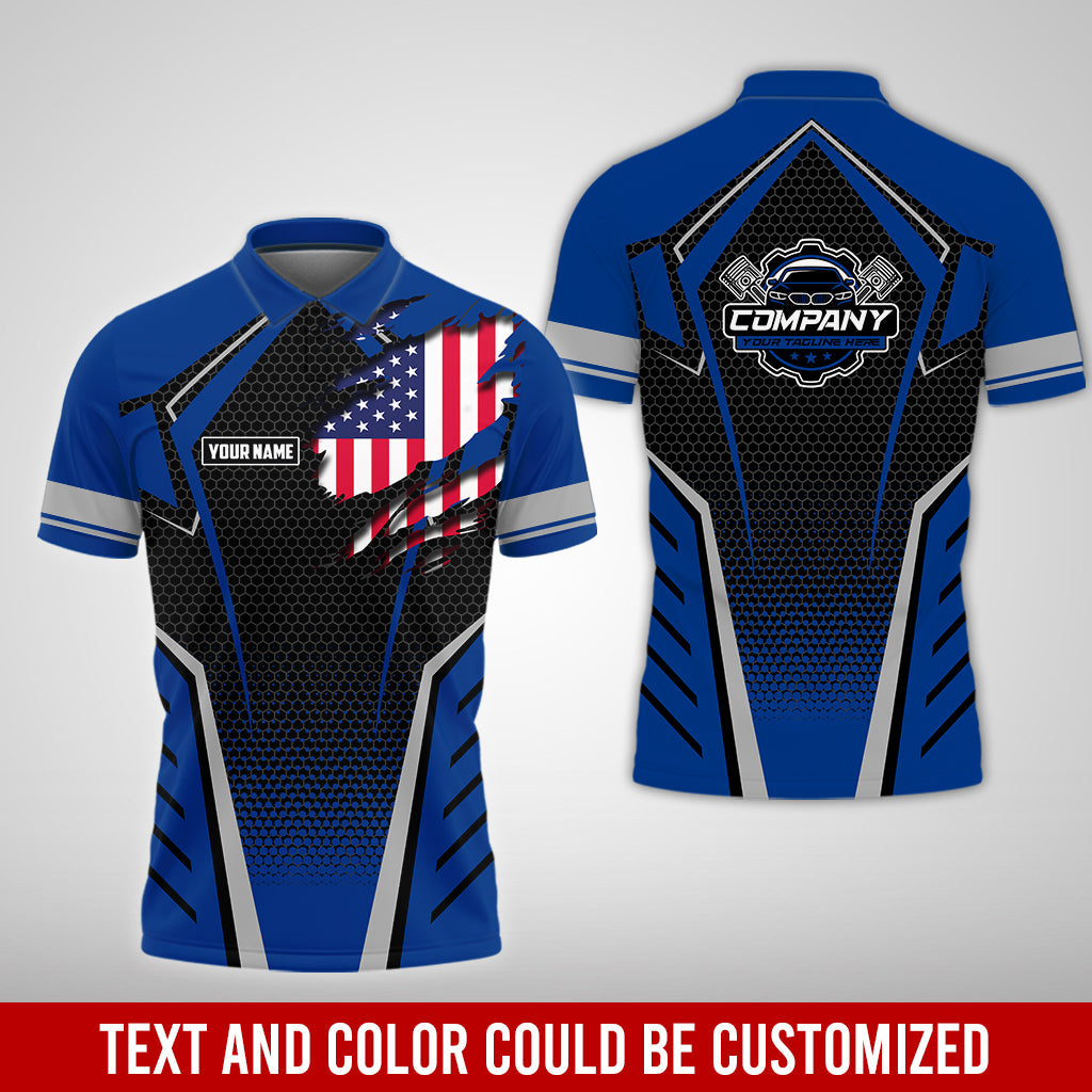 Blisscorners Custom Mechanic Shirt with Name, Navy Garage Uniform, Gift for Car Guys & Technicians, Comfortable Daily Fit, Perfect Garage Apparel