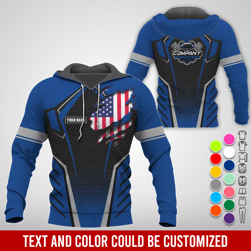 Blisscorners Custom Mechanic Shirt with Name, Navy Garage Uniform, Gift for Car Guys & Technicians, Comfortable Daily Fit, Perfect Garage Apparel