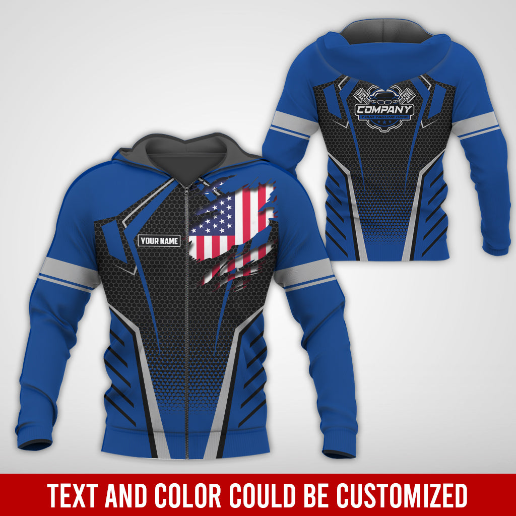 Blisscorners Custom Mechanic Shirt with Name, Navy Garage Uniform, Gift for Car Guys & Technicians, Comfortable Daily Fit, Perfect Garage Apparel