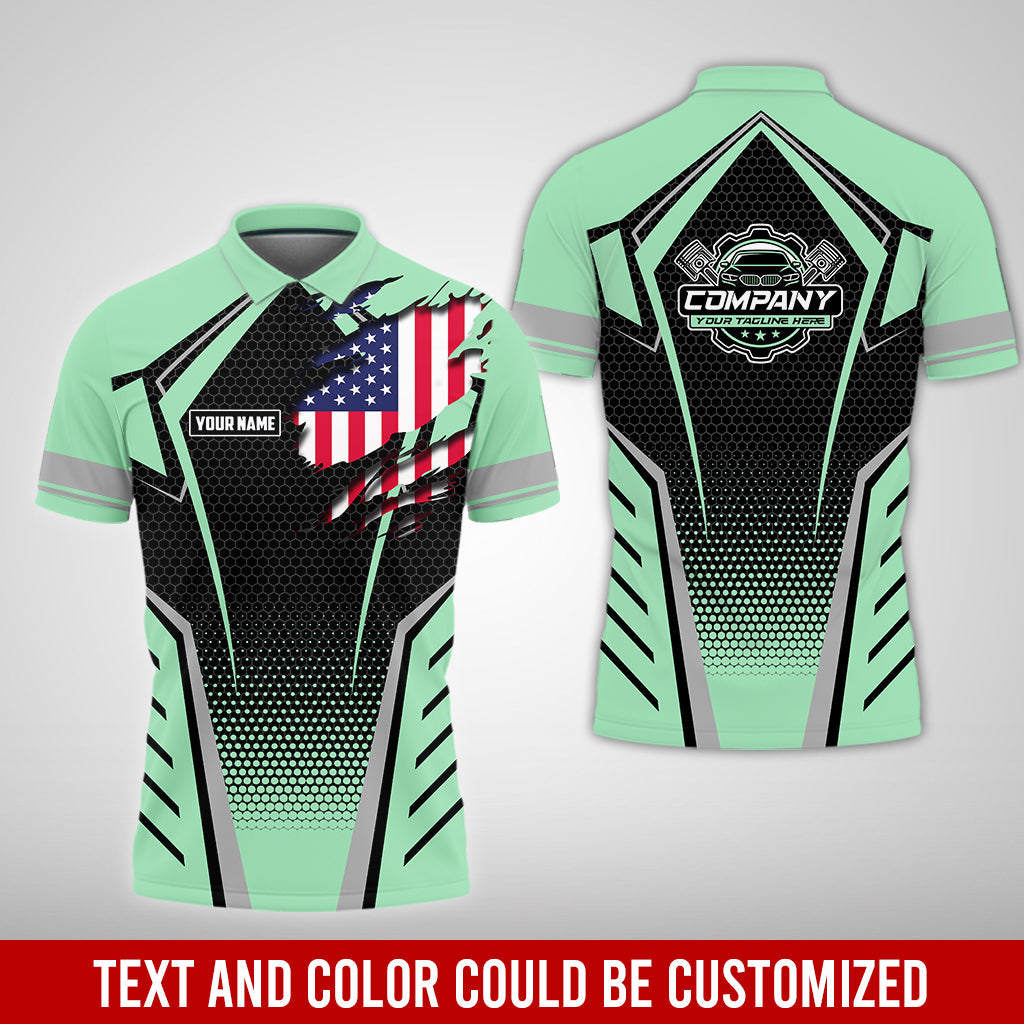 Blisscorners Custom Mechanic Shirt with Name, Seafoam Garage Uniform, Gift for Car Guys & Technicians, Comfortable Daily Fit, Perfect Garage Apparel
