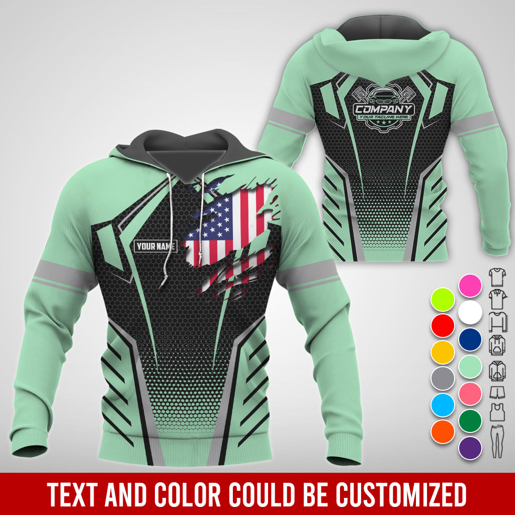 Blisscorners Custom Mechanic Shirt with Name, Seafoam Garage Uniform, Gift for Car Guys & Technicians, Comfortable Daily Fit, Perfect Garage Apparel
