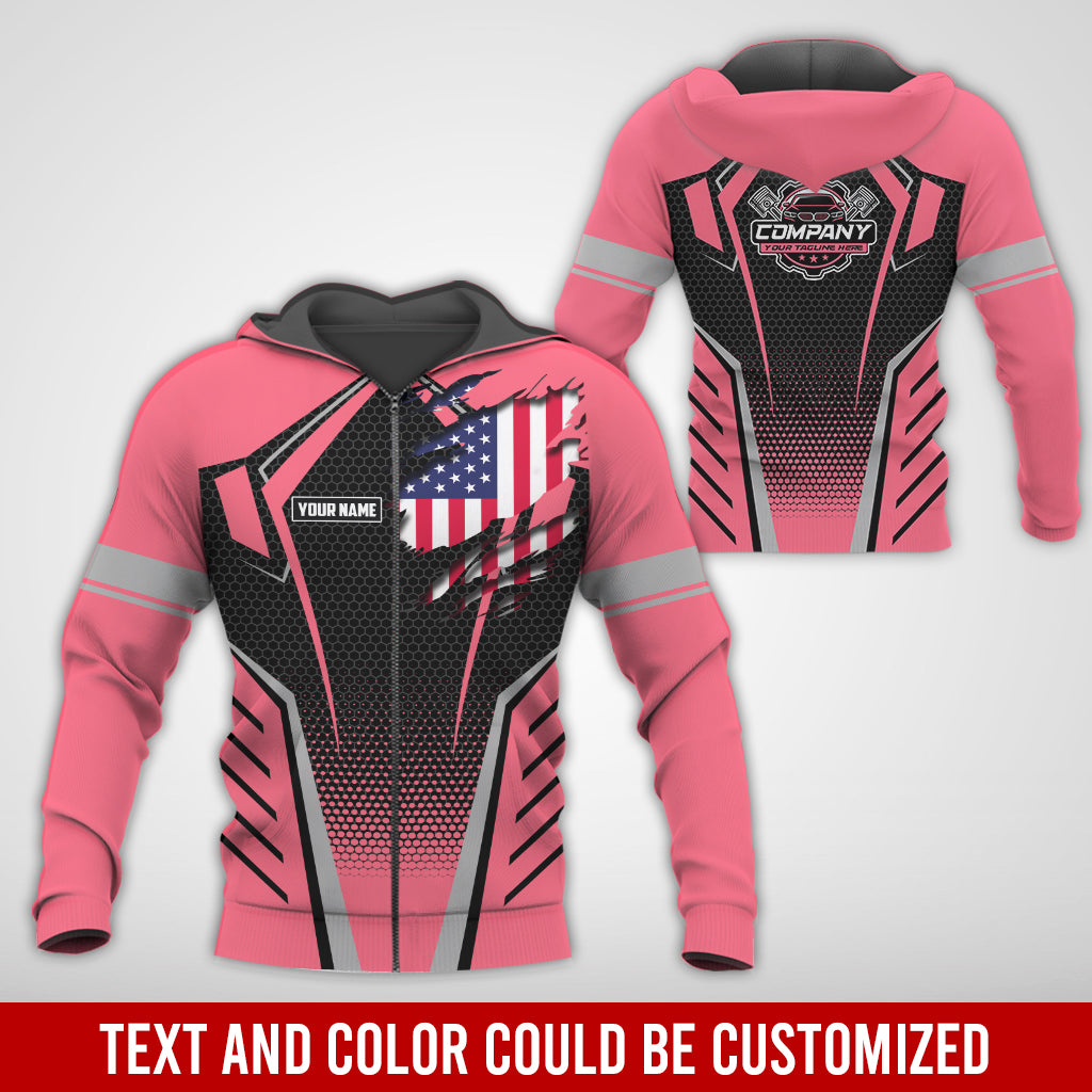 Blisscorners Custom Mechanic Shirt with Name, Neon Pink Garage Uniform, Gift for Car Guys & Technicians, Comfortable Daily Fit, Perfect Garage Apparel