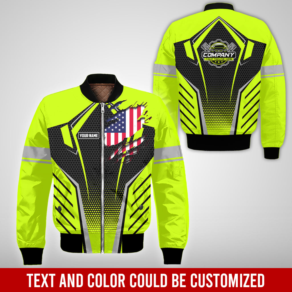 Blisscorners Custom Mechanic Shirt with Name, Yellow Green Garage Uniform, Gift for Car Guys & Technicians, Comfortable Daily Fit, Perfect Garage Apparel