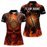 Blisscorners Orange Flaming Skull Men's Dart Jerseys Custom Dart Fire Lightning Darts Team Shirt Polo & 1/4 Zip LM064