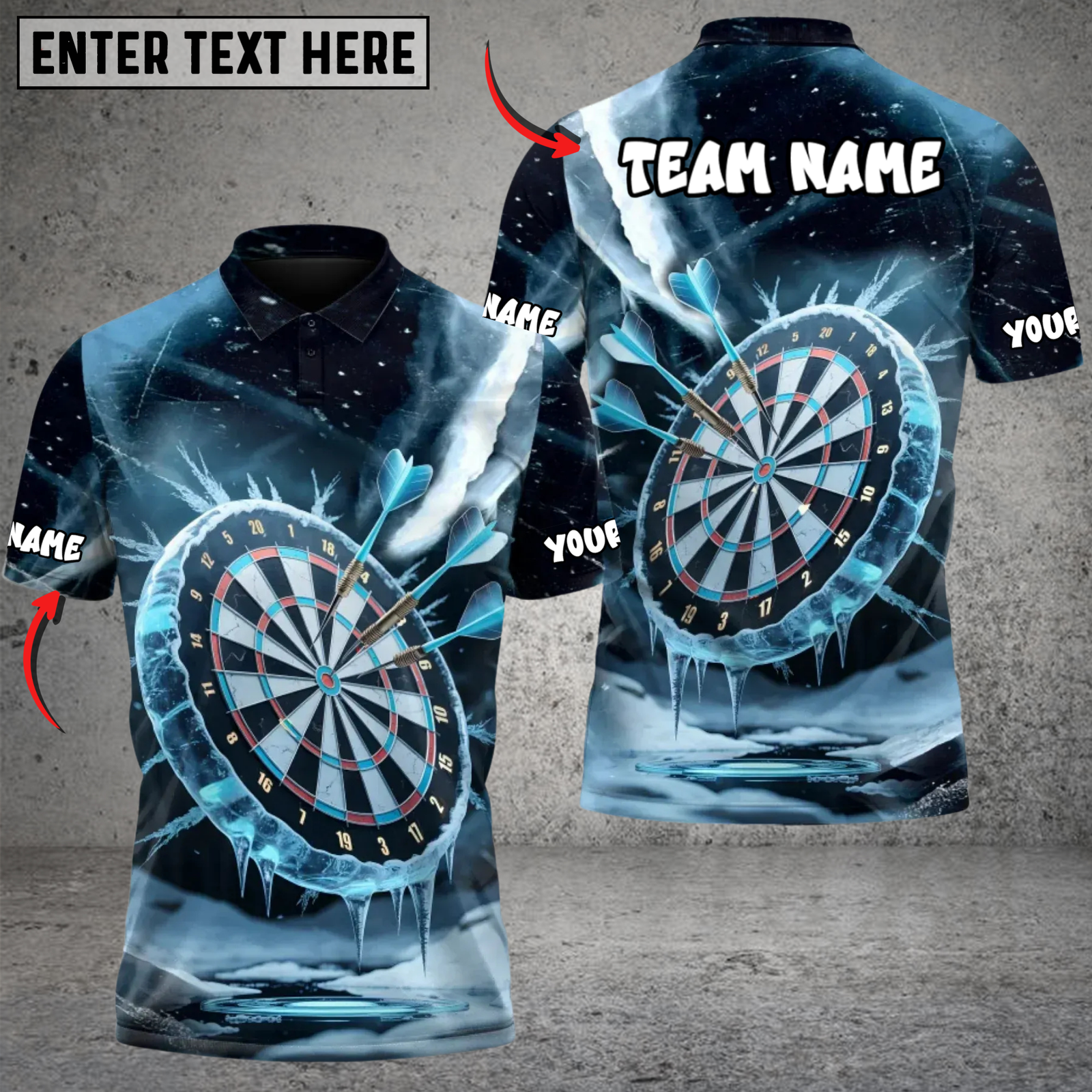 Blisscorners Darts Frozen Bullseye Multicolor Customized Name, Team Name 3D Shirts