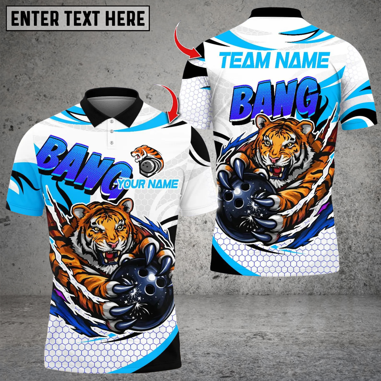 Blisscorners Bowling Cool Blooded Ferocious Tiger Multicolor Customized Name, Team Name 3D Shirts