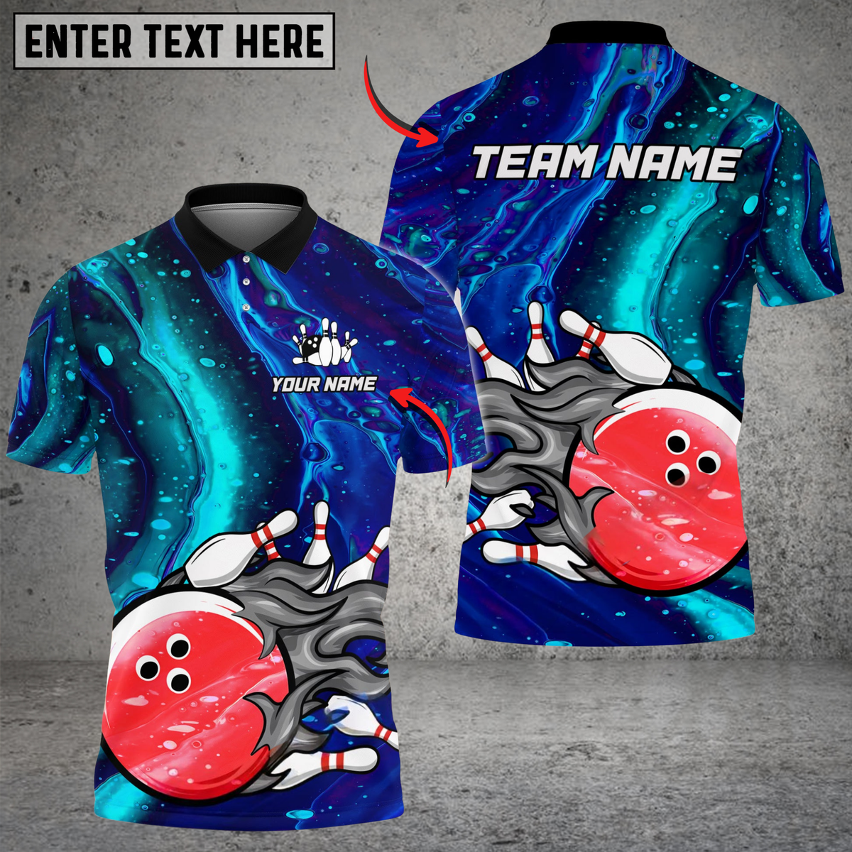 Blisscorners Bowling And Pins Galaxy Flame Customized Name, Team Name 3D Shirt5