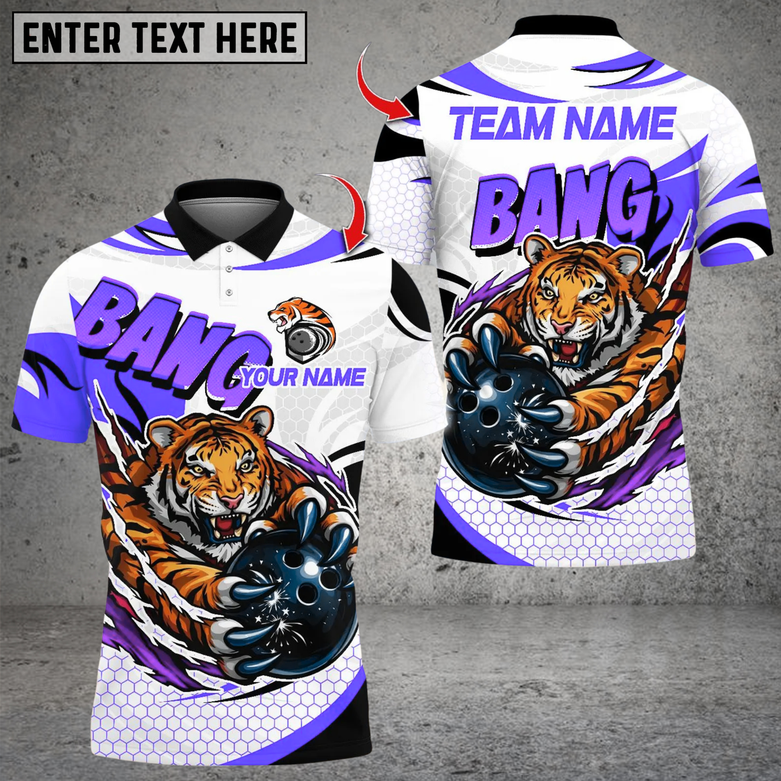 Blisscorners Bowling Cool Blooded Ferocious Tiger Multicolor Customized Name, Team Name 3D Shirts