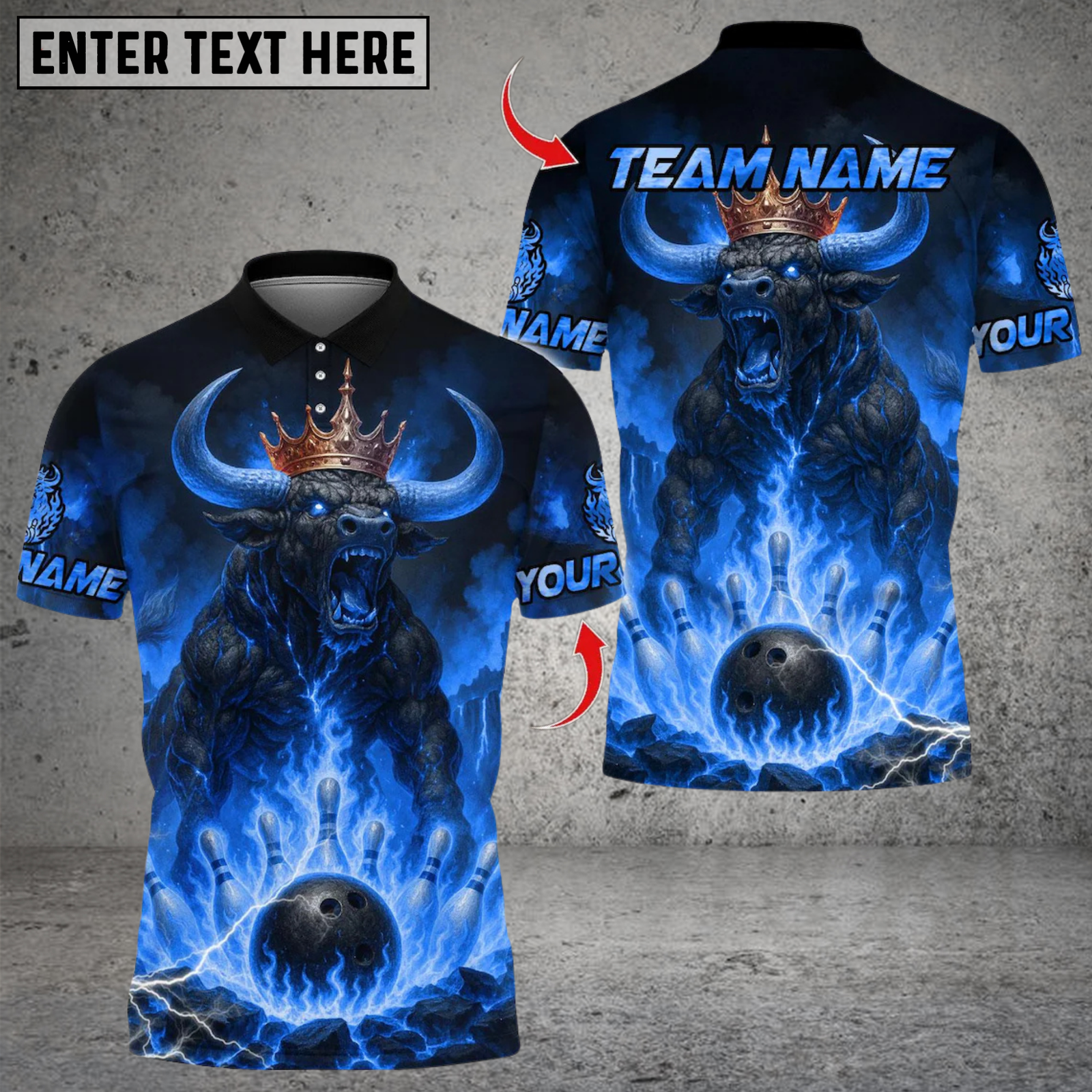 Blisscorners Bowling Flame King Bull Multicolor Customized Name Team Name 3D Shirts  6