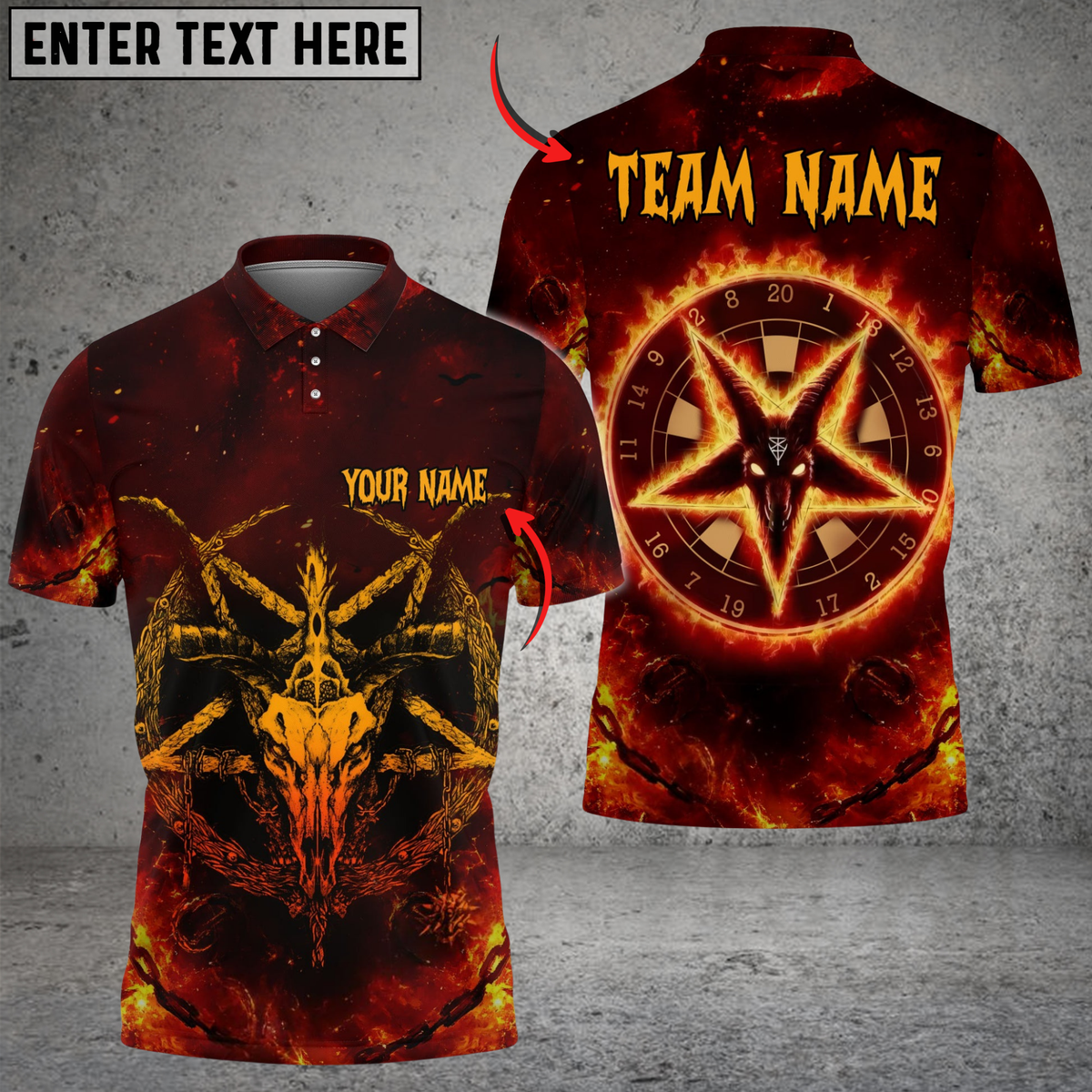 Blisscorners Darts Hell Fire Satan 666 Multicolor Customized Name, Team Name 3D Shirts