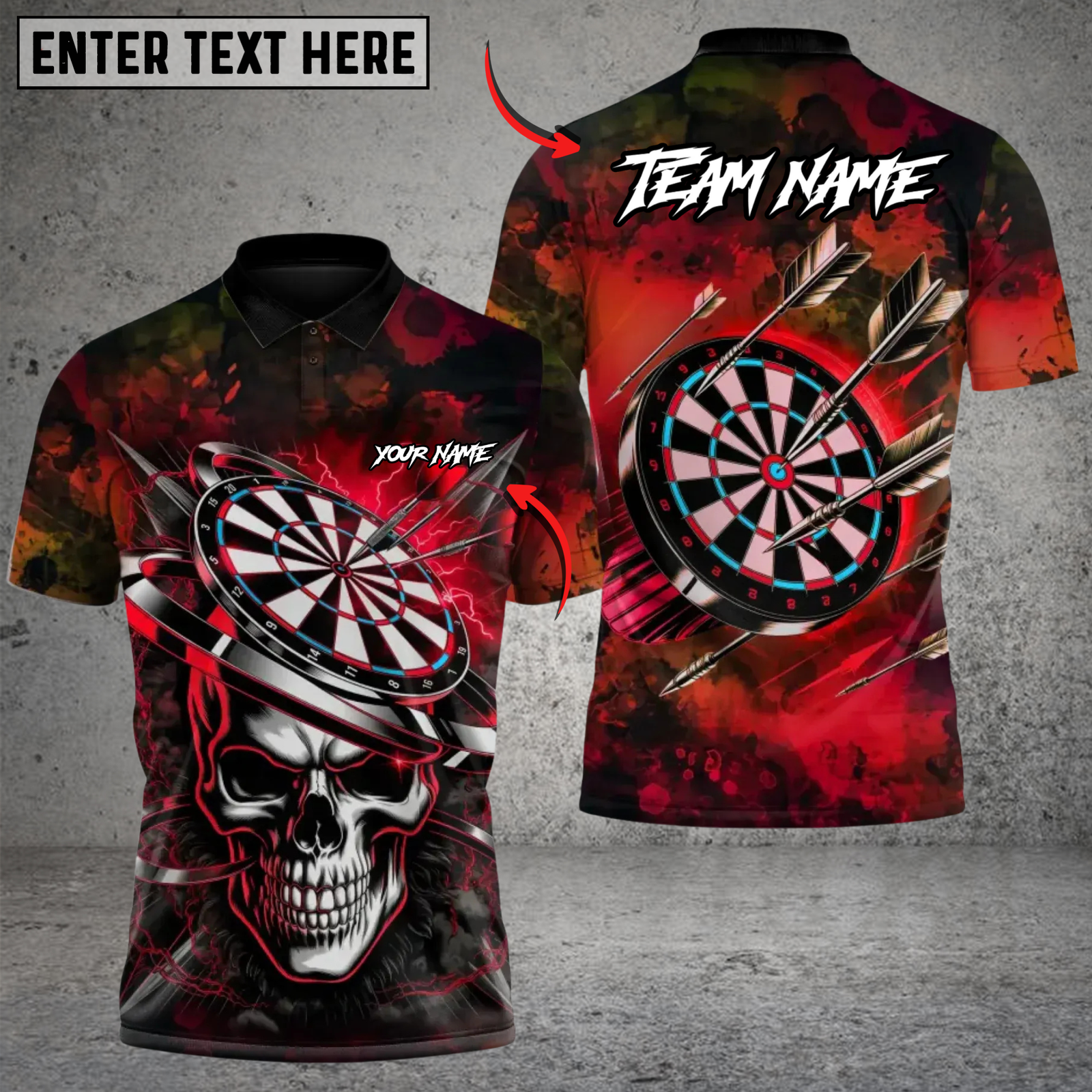 Blisscorners Skull Inferno Darts Multicolor Customized Name, Team Name 3D Shirts
