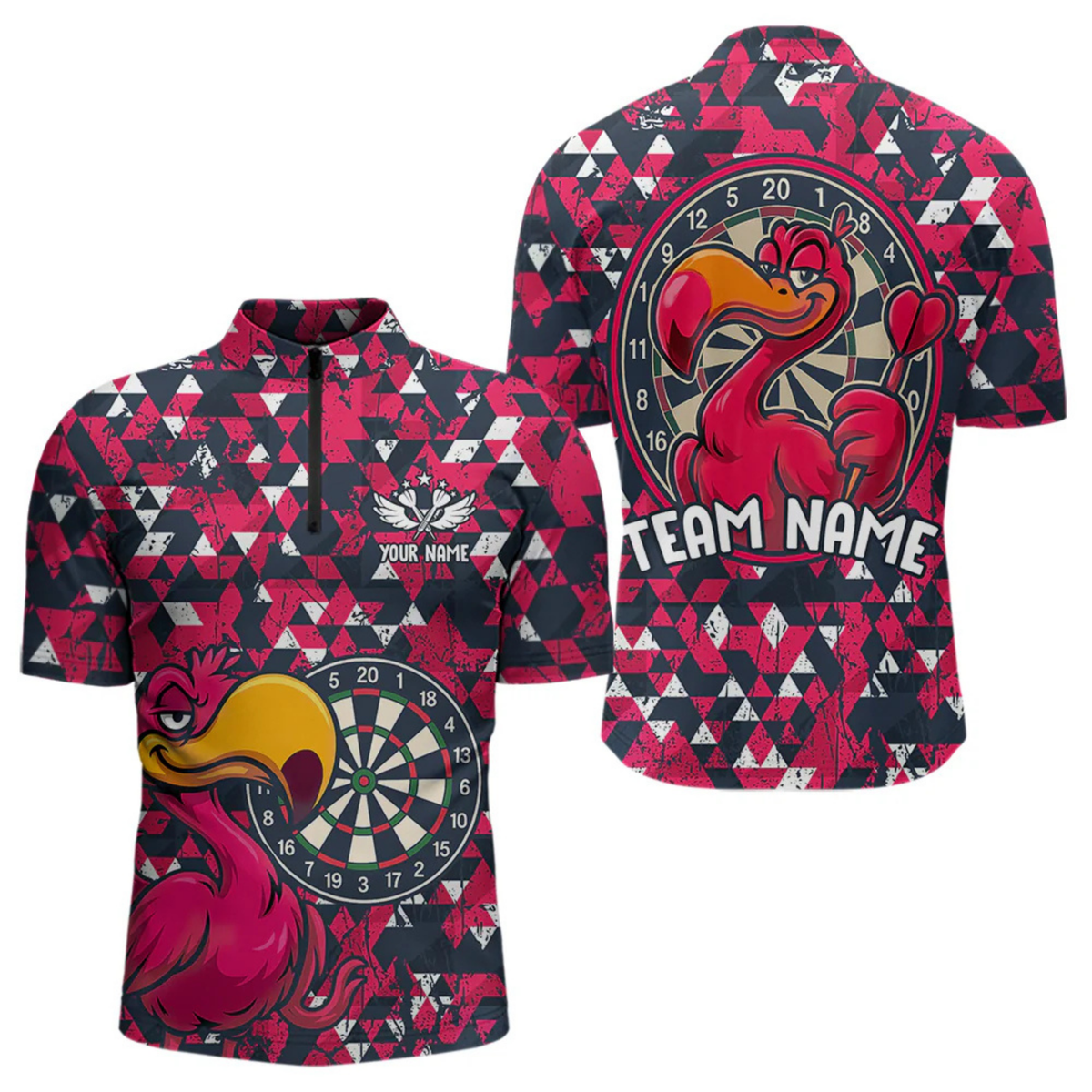 Blisscorners Funny Geometric Grunge Flamingo Dart Shirts For Men Custom Darts Jerseys Outfits, Darts Gifts LM0705