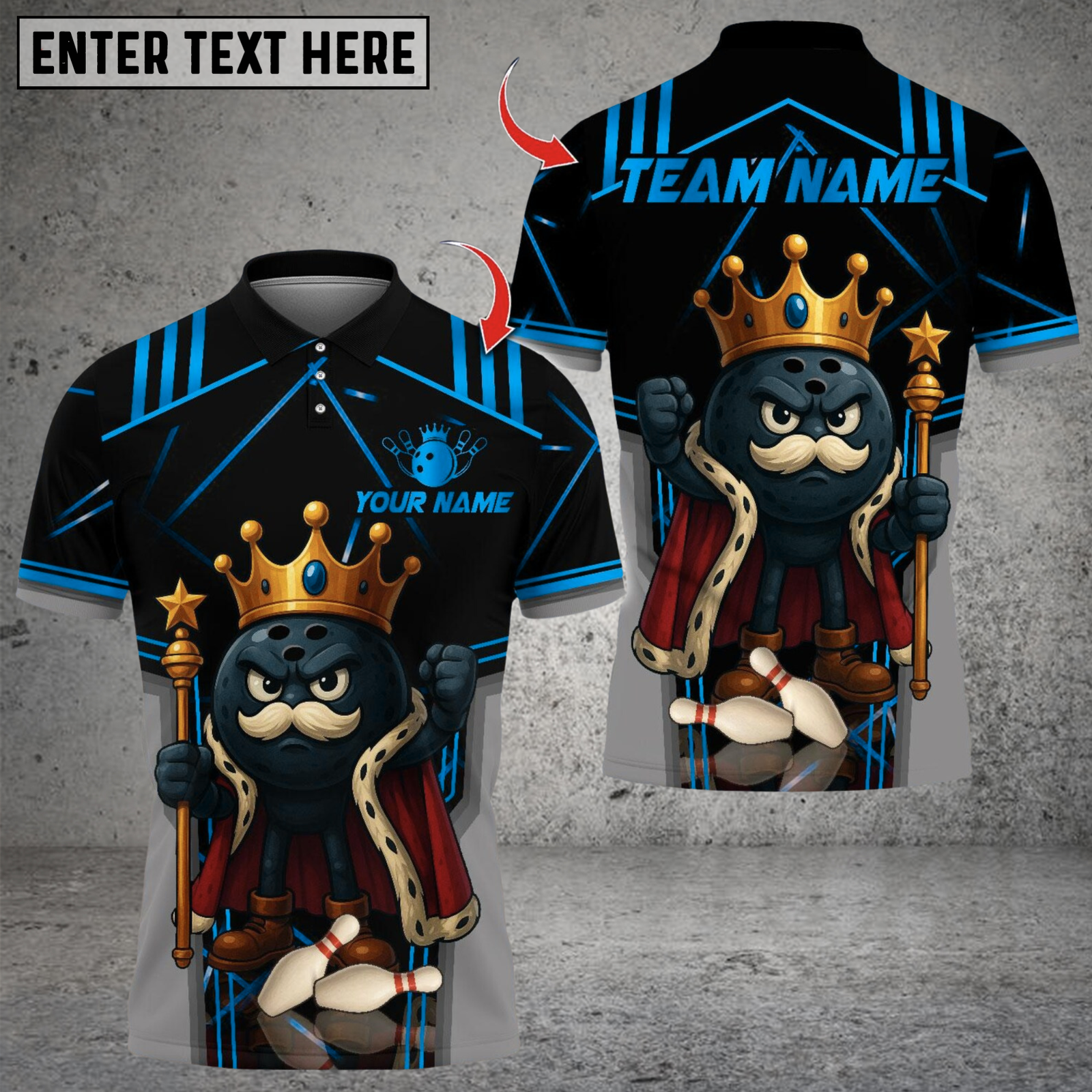 Blisscorners Bowling Old King Multicolor Customized Name, Team Name 3D Shirts