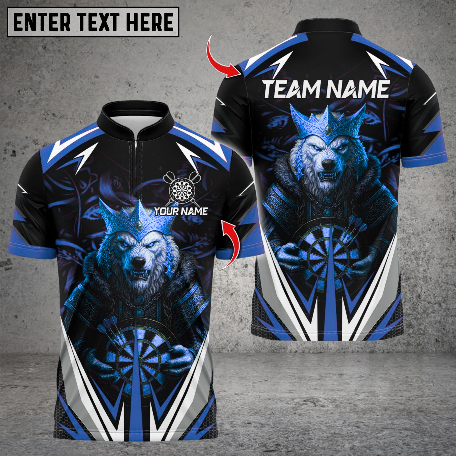 Blisscorners Darts Wolf King Royal Multicolor Customized Name, Team Name 3D Shirts