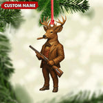 Blisscorners Personalized Acrylic Deer Hunter Christmas Ornament - Custom Name Rustic Hunting Lodge Decor LM0110