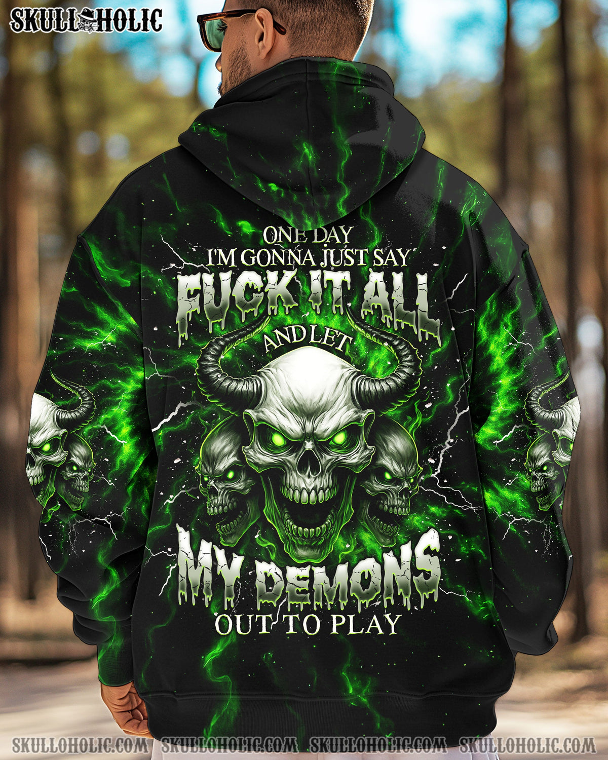 BLISSCORNERS ONE DAY I'M GONNA JUST SAY SKULL DEMON TIE DYE ALL OVER PRINT