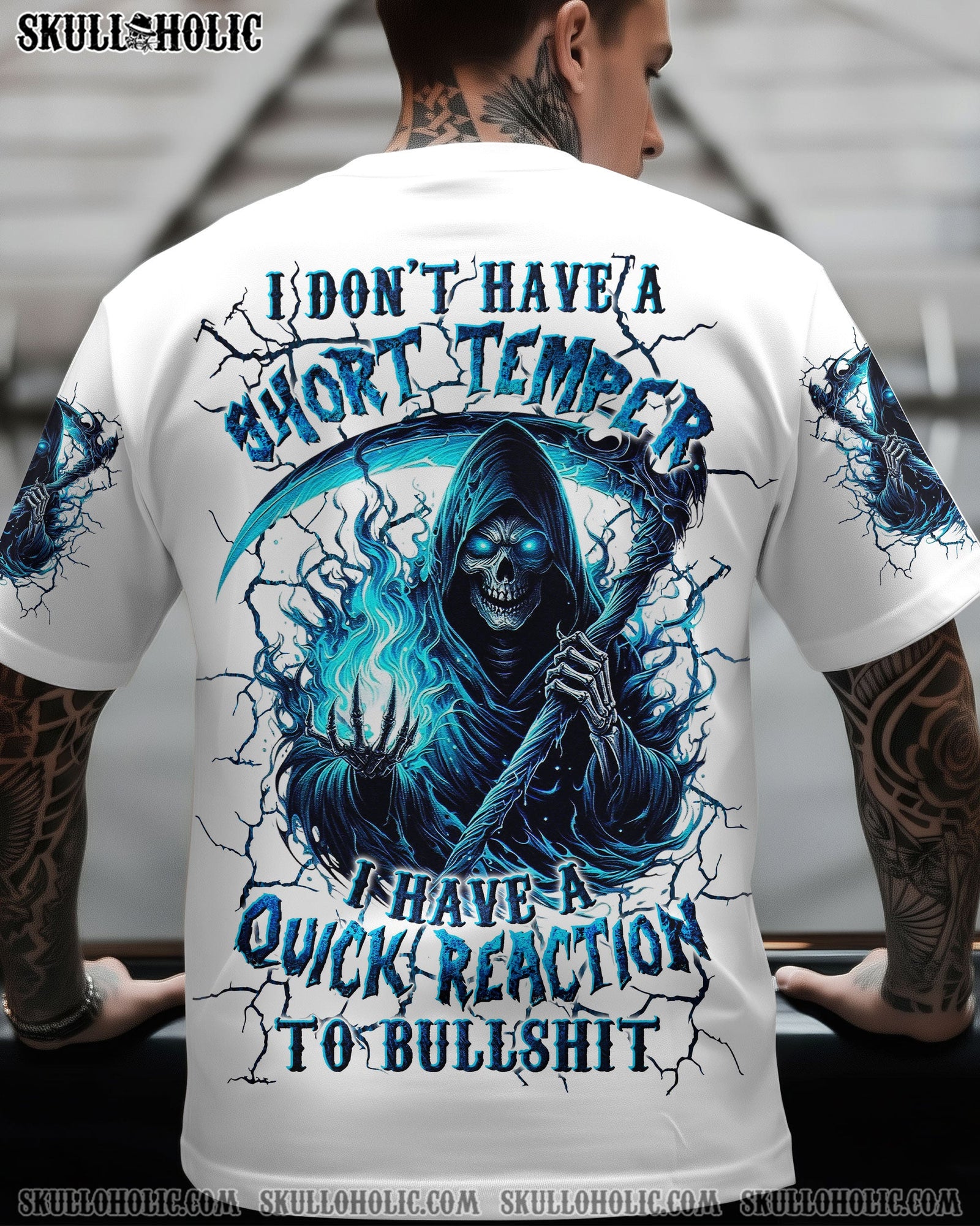 BLISSCORNERS I DON'T HAVE A SHORT TEMPER SKULL REAPER ALL OVER PRINT