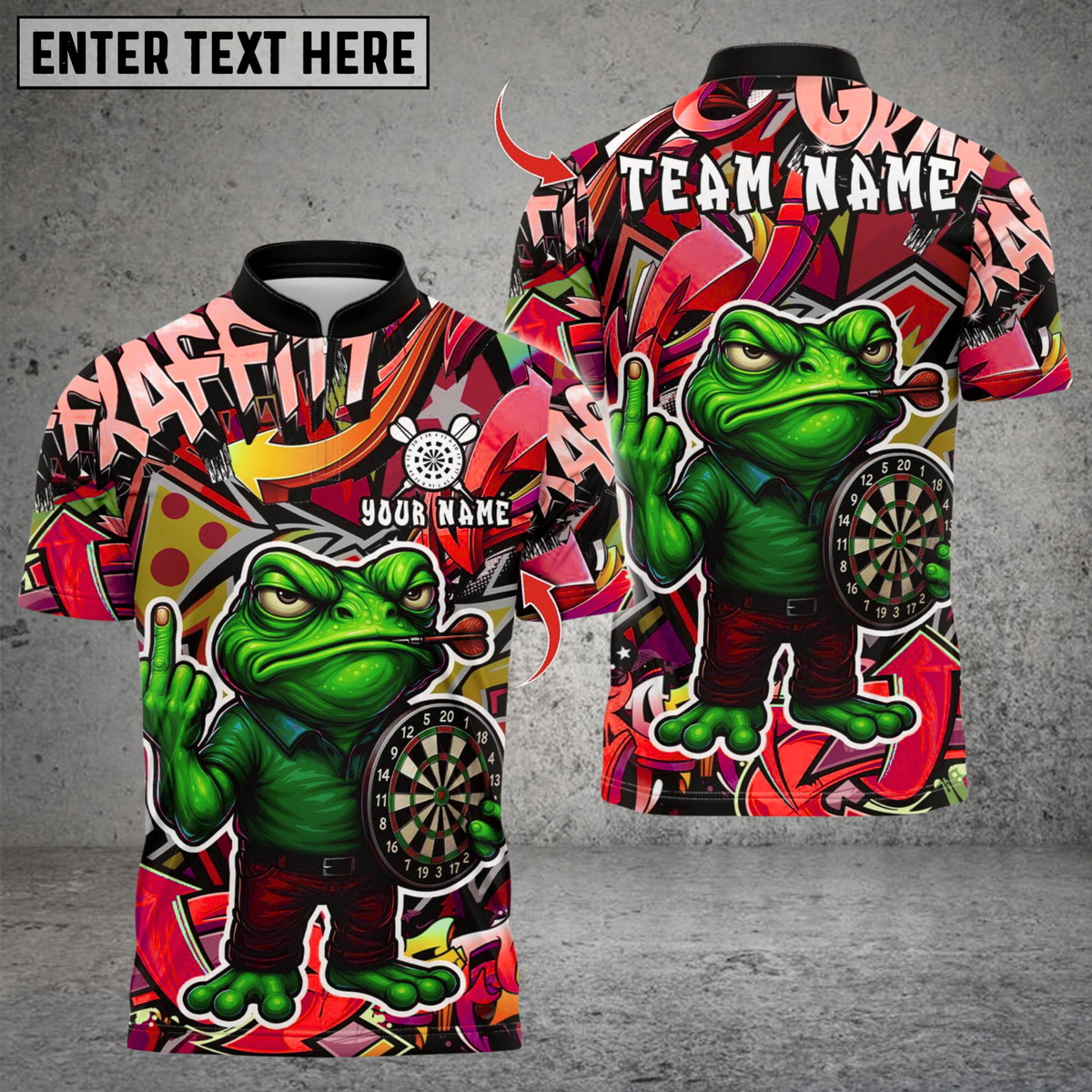 Blisscorners Darts Cartoon Offended Frog Dartboard Multicolor Customized Name, Team Name 3D Shirts