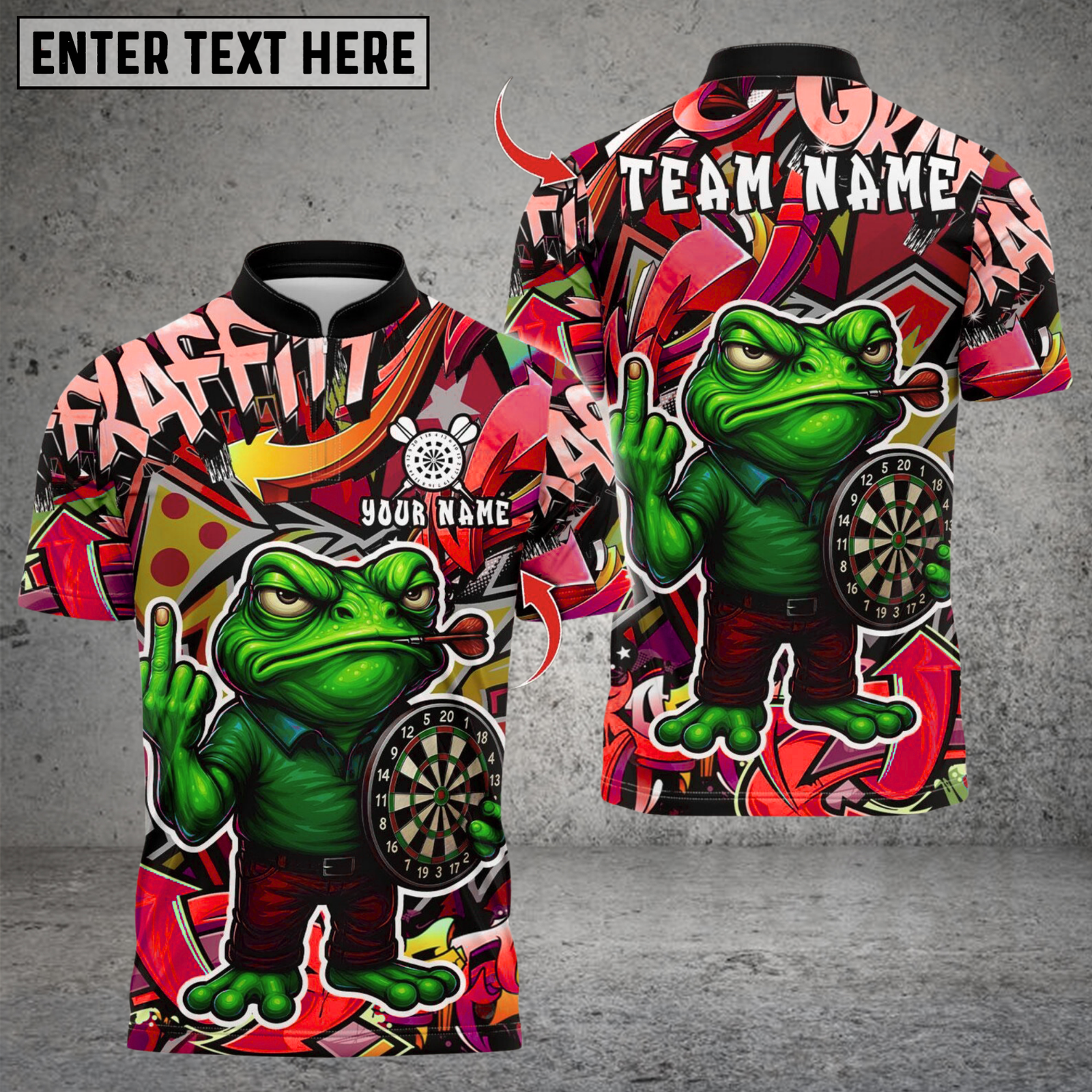 Blisscorners Darts Cartoon Offended Frog Dartboard Multicolor Customized Name, Team Name 3D Shirts