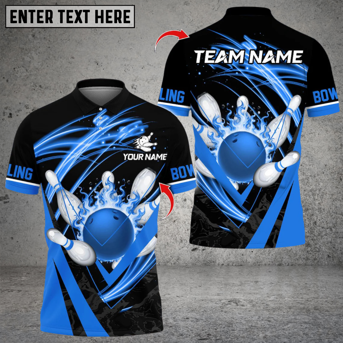 Blisscorners Flame Strike Bowling Multicolor Customized Name, Team Name 3D Shirts 96