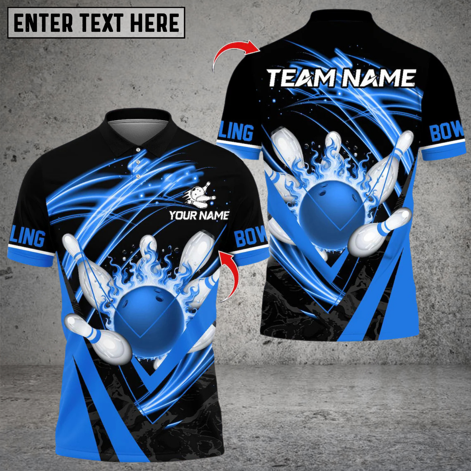 Blisscorners Flame Strike Bowling Multicolor Customized Name, Team Name 3D Shirts 96