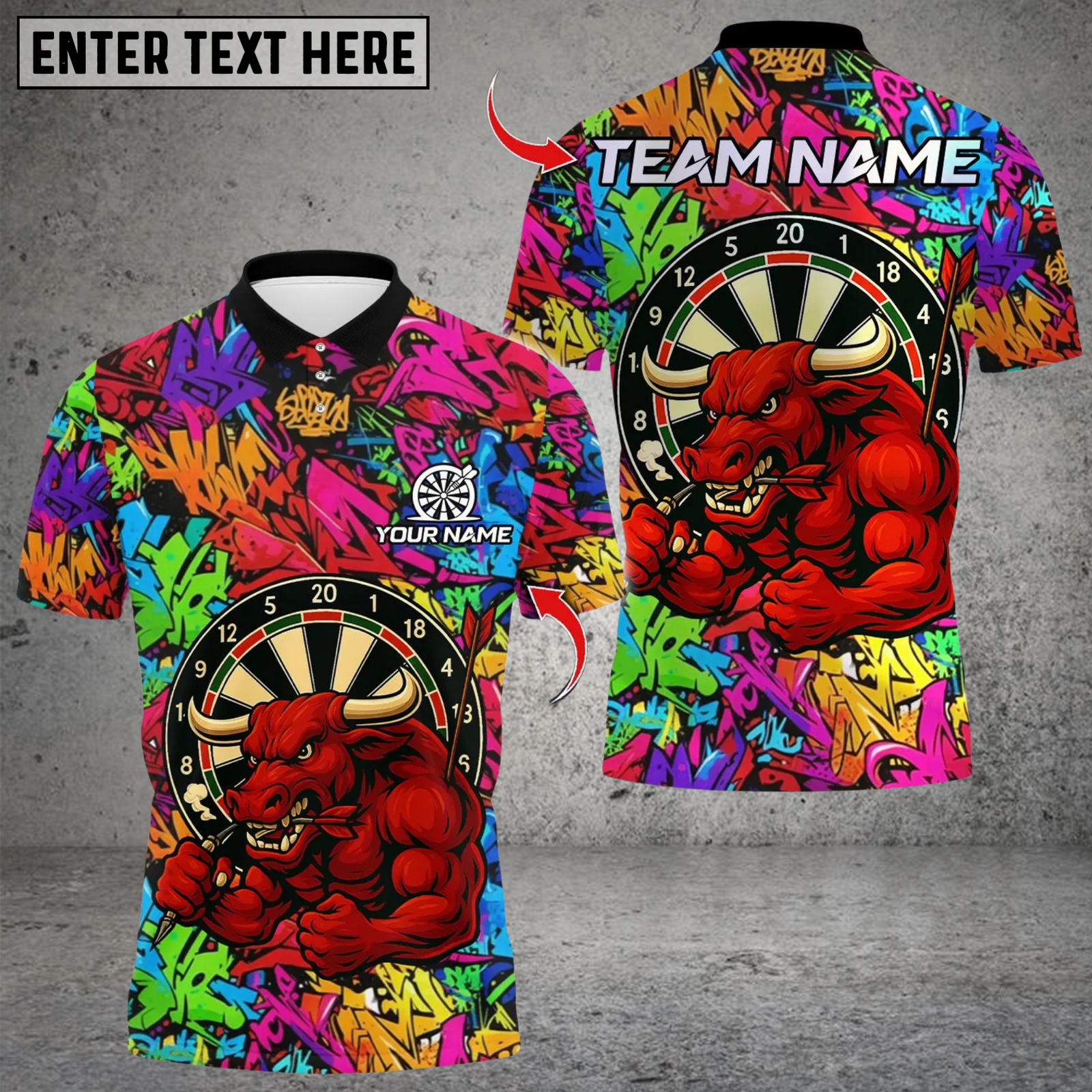 Blisscorners Darts Muscle Bull With Dartboard Multicolor Customized Name, Team Name 3D Shirts