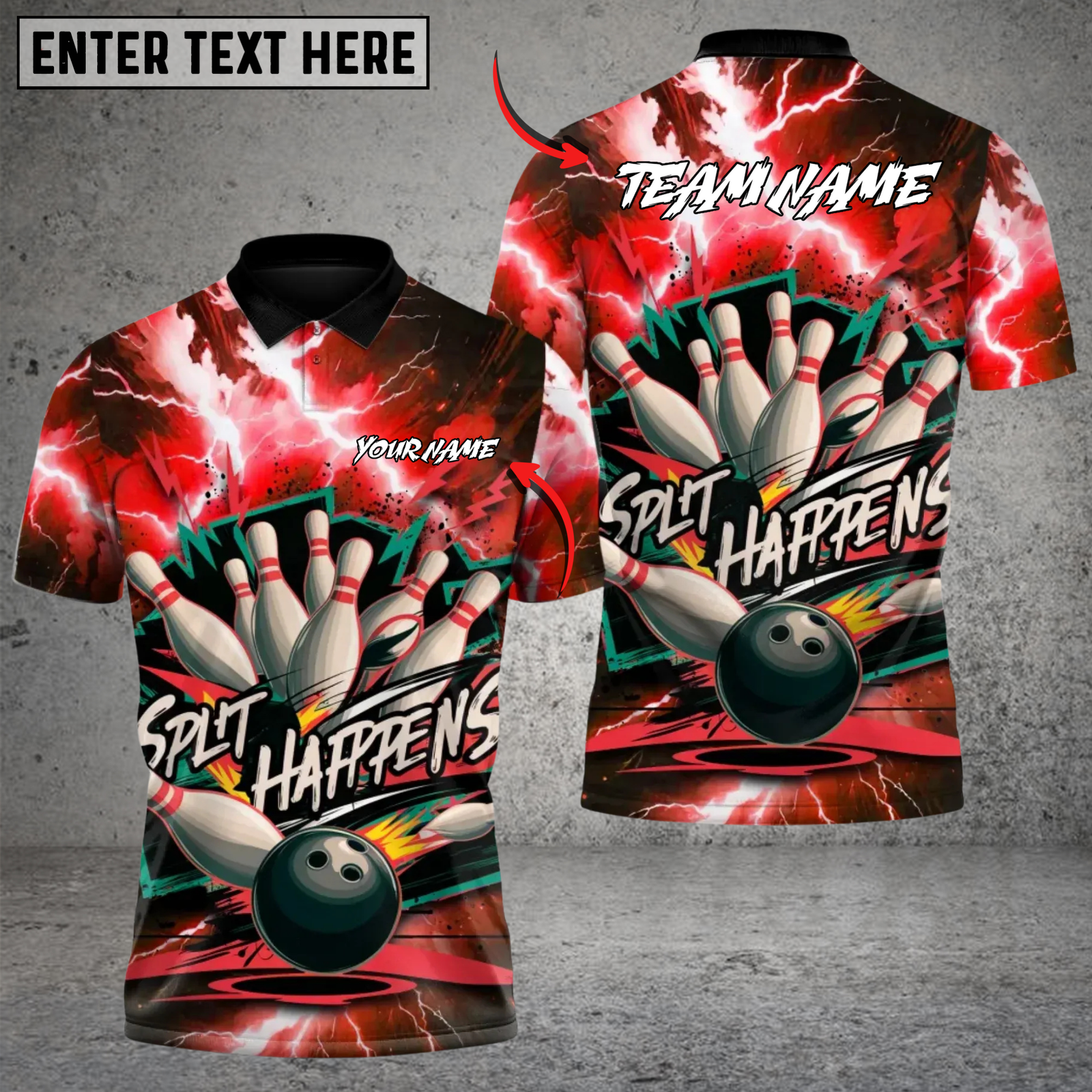 Blisscorners Bowling Thunder Split Multicolor Customized Name, Team Name 3D Shirts