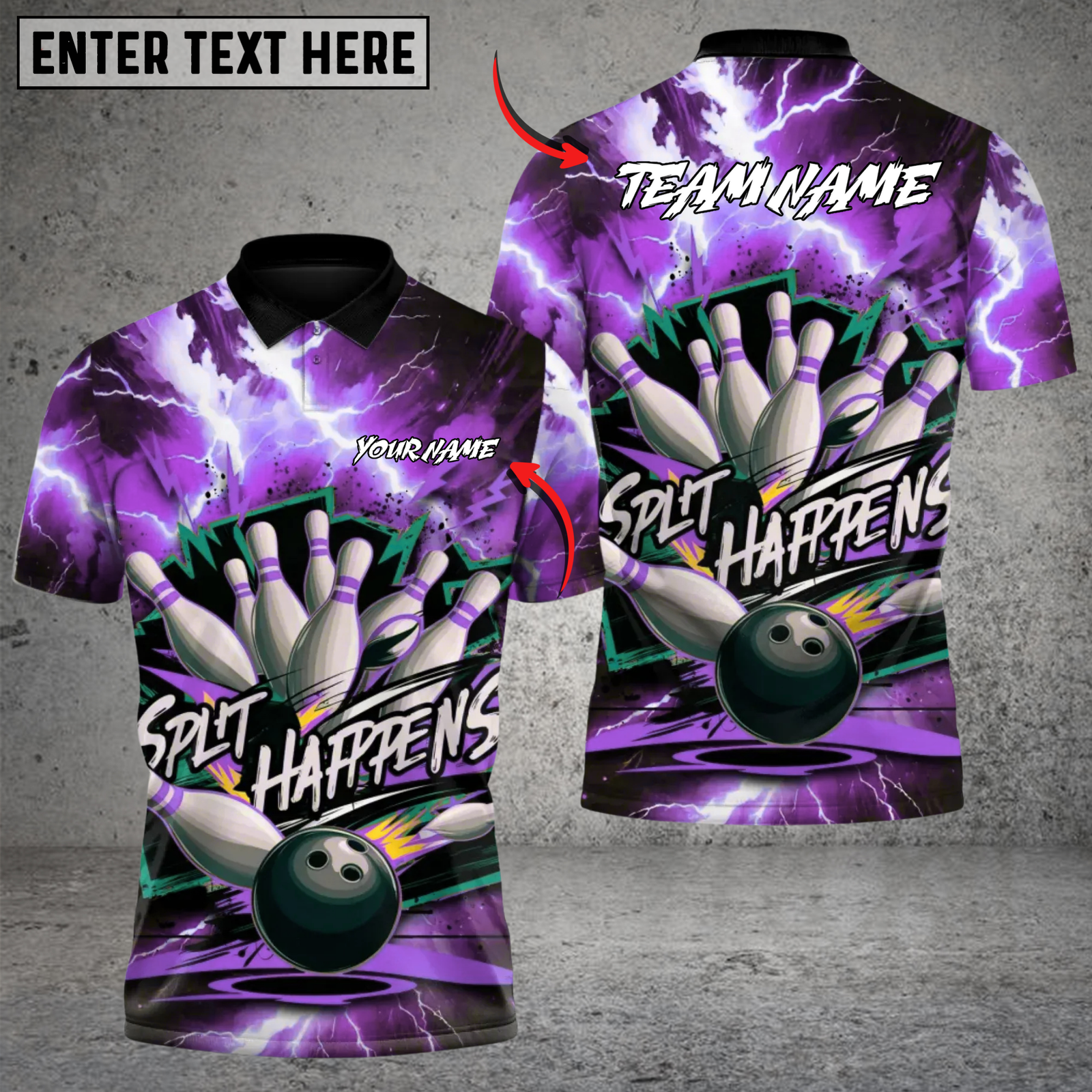 Blisscorners Bowling Thunder Split Multicolor Customized Name, Team Name 3D Shirts