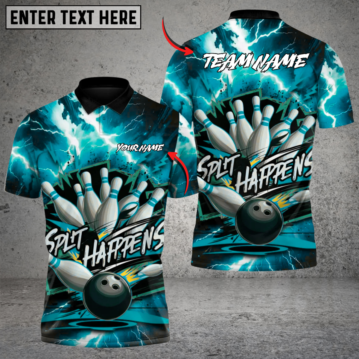 Blisscorners Bowling Thunder Split Multicolor Customized Name, Team Name 3D Shirts