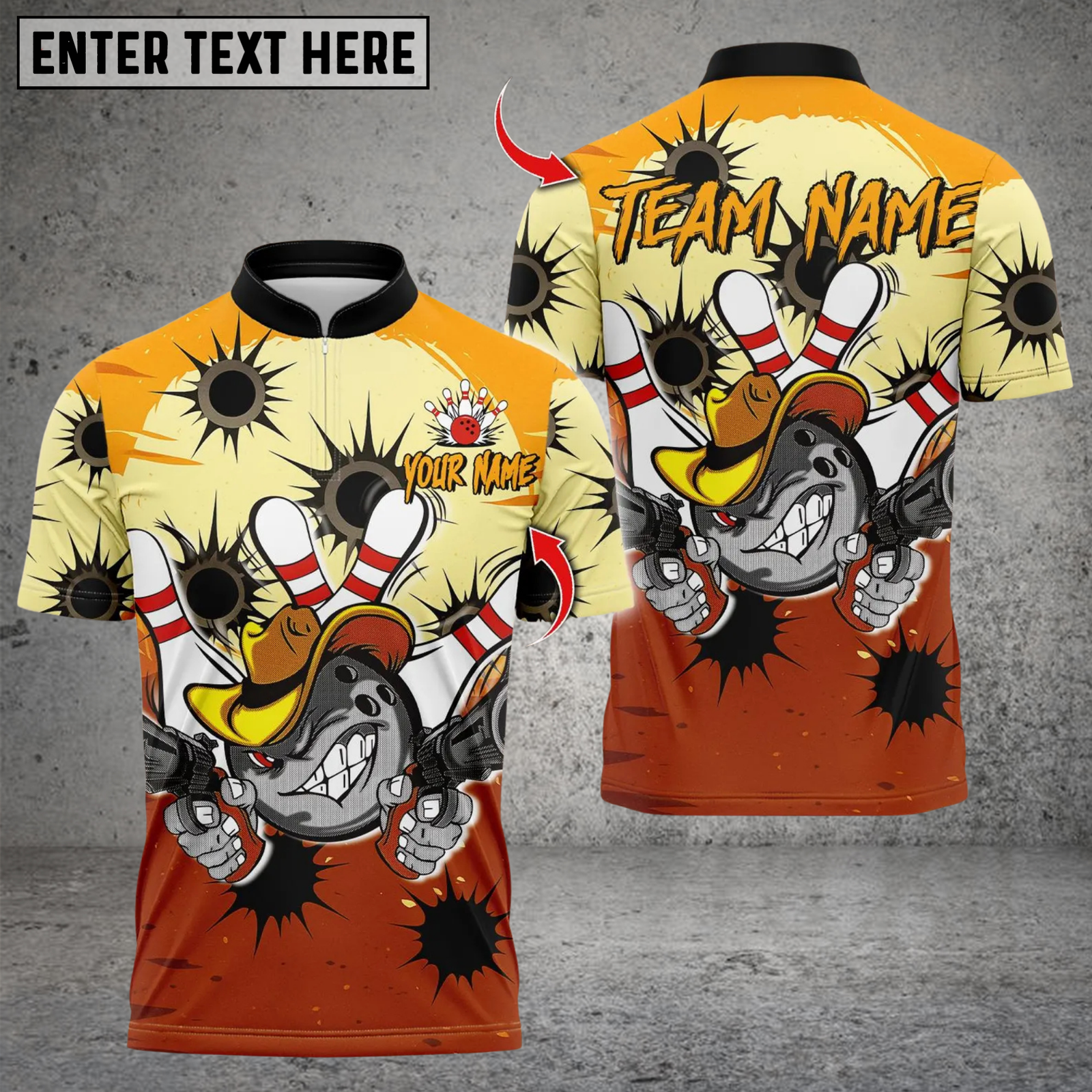 Blisscorners Bowling Cowboy Bowling With Bullet Holes Multicolor Customized Name, Team Name 3D Shirts