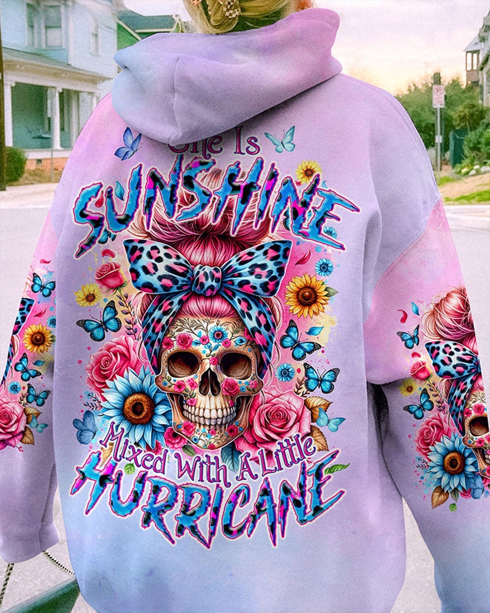 BLISSCORNERS ROCKING THIS MOM LIFE MESSY BUN SKULL ALL OVER PRINT