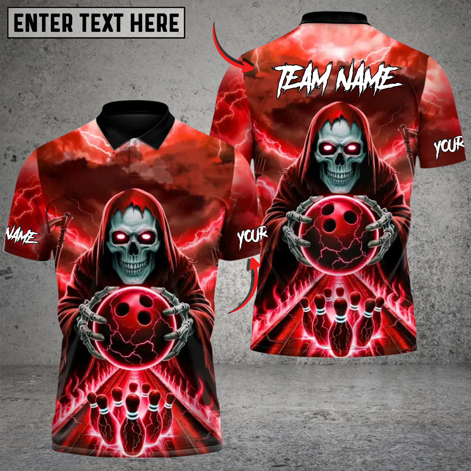 Blisscorners Bowling Hellfire Strike Multicolor Customized Name, Team Name 3D Shirts