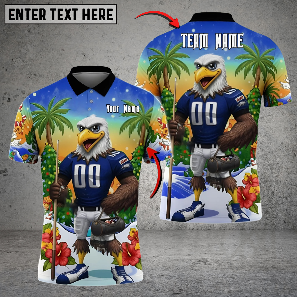 Blisscorners Billiard Bald Eagle Gridiron Champion Multicolor Customized Name, Team Name 3D Shirt