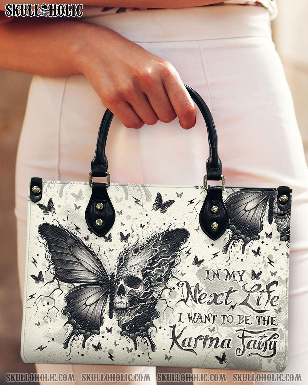 BLISSCORNERS KARMA FAIRY SKULL BUTTERFLY LEATHER HANDBAG