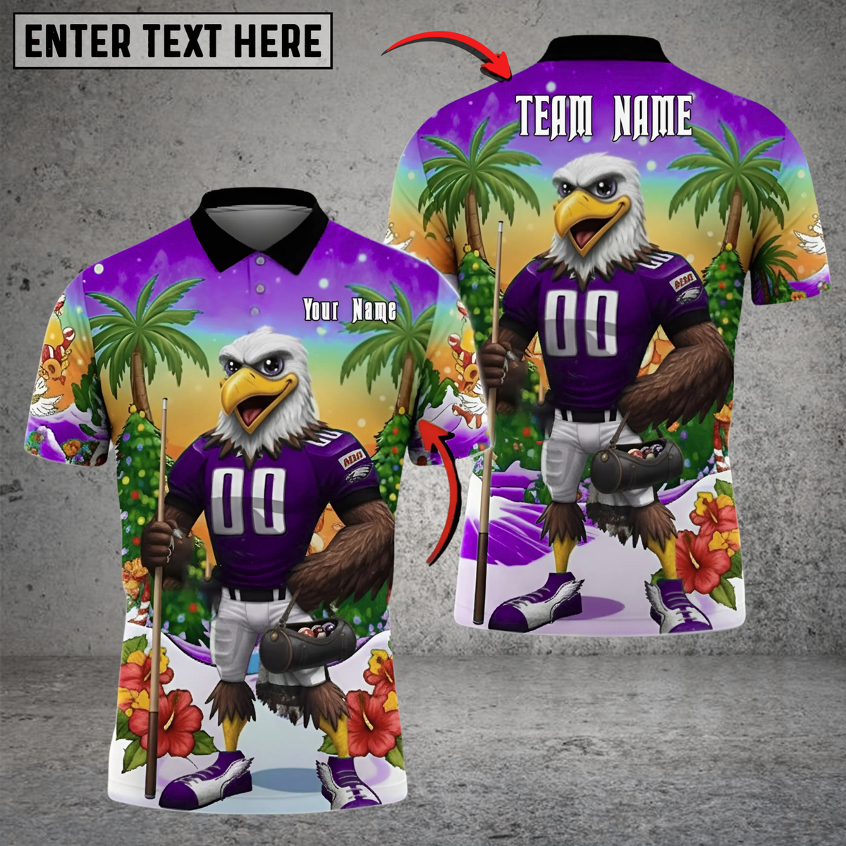Blisscorners Billiard Bald Eagle Gridiron Champion Multicolor Customized Name, Team Name 3D Shirt