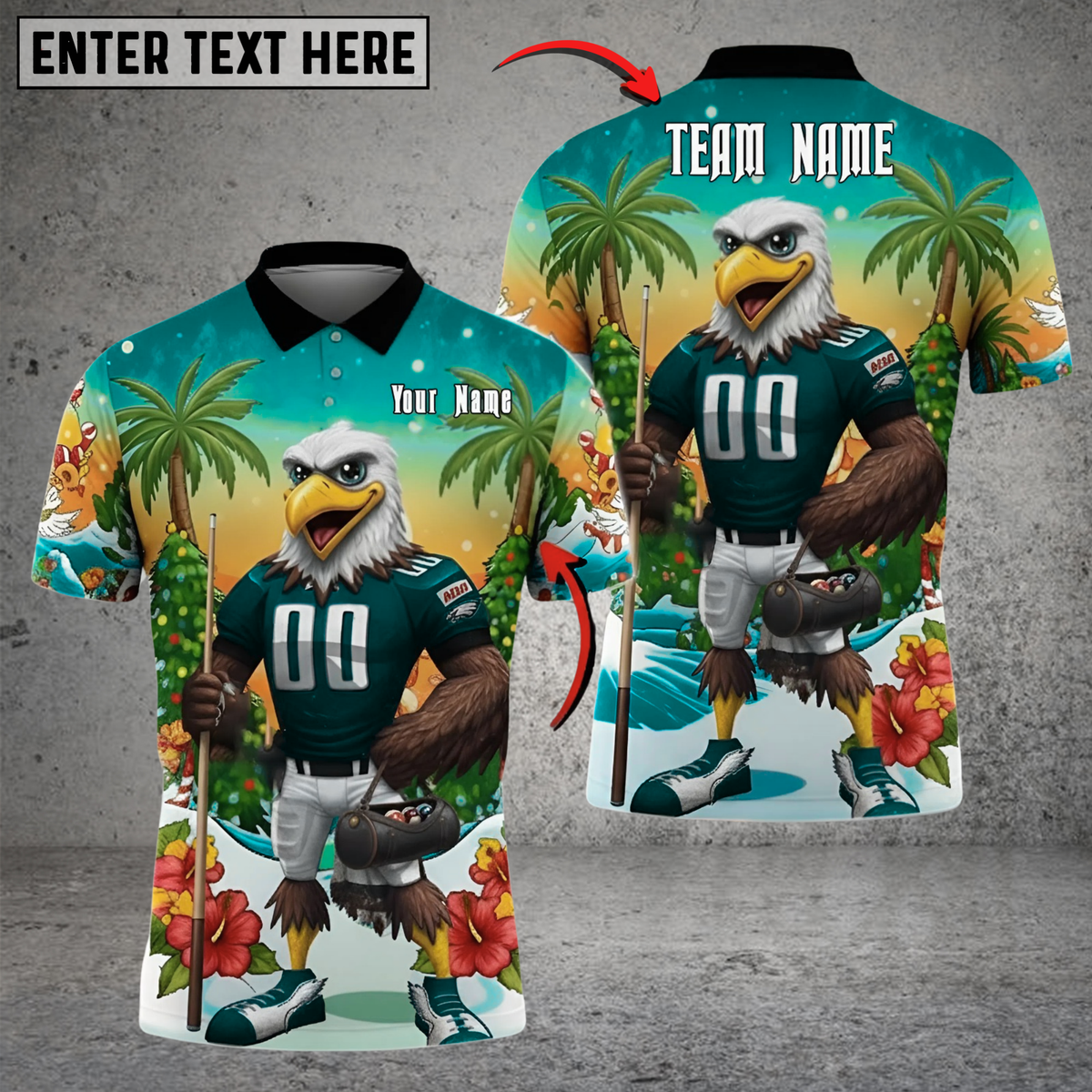 Blisscorners Billiard Bald Eagle Gridiron Champion Multicolor Customized Name, Team Name 3D Shirt