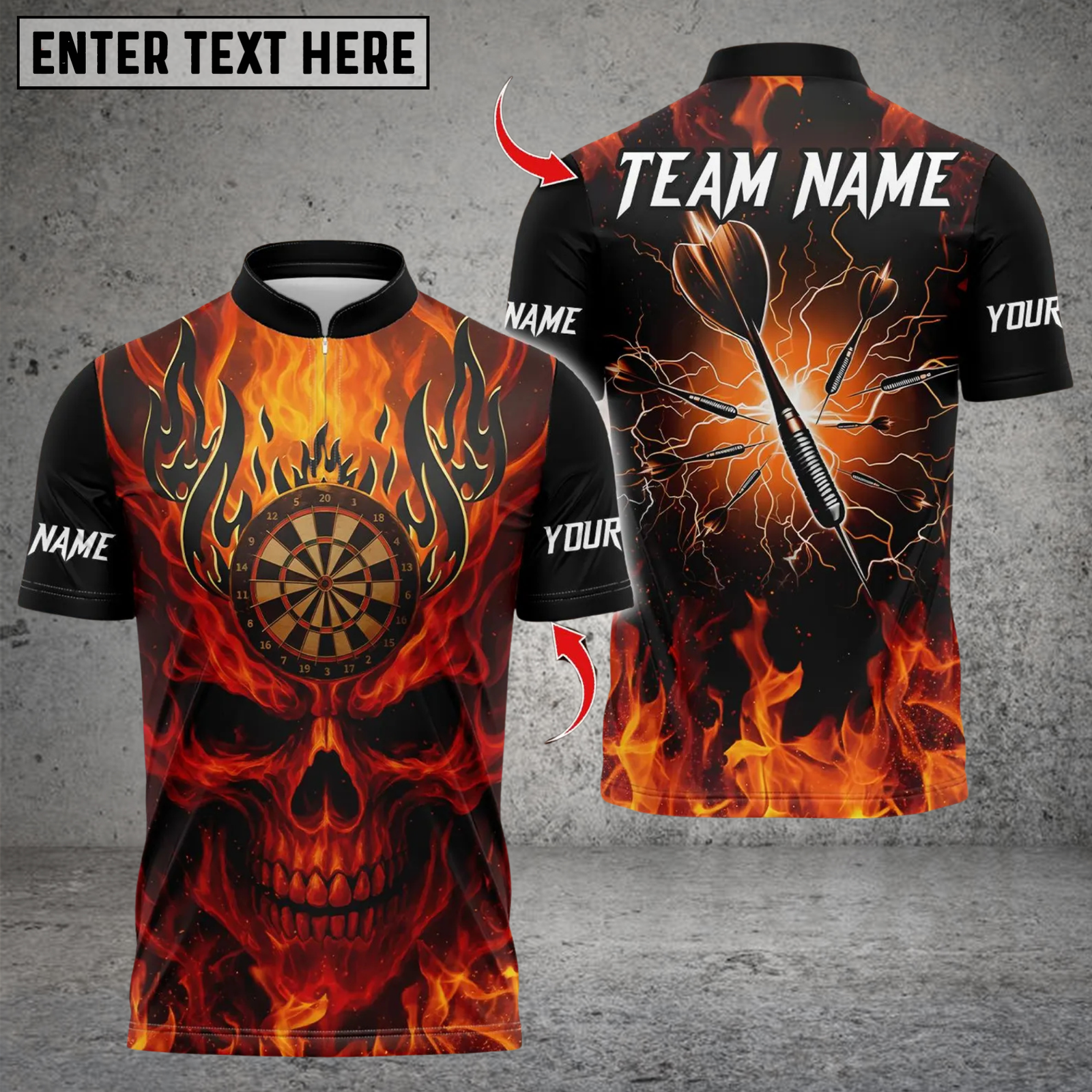 Blisscorners Darts Flaming Skull Dartboard Design Multicolor Customized Name, Team Name 3D Shirts