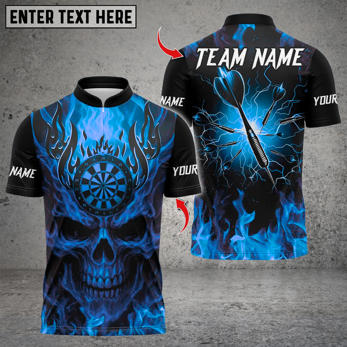 Blisscorners Darts Flaming Skull Dartboard Design Multicolor Customized Name, Team Name 3D Shirts
