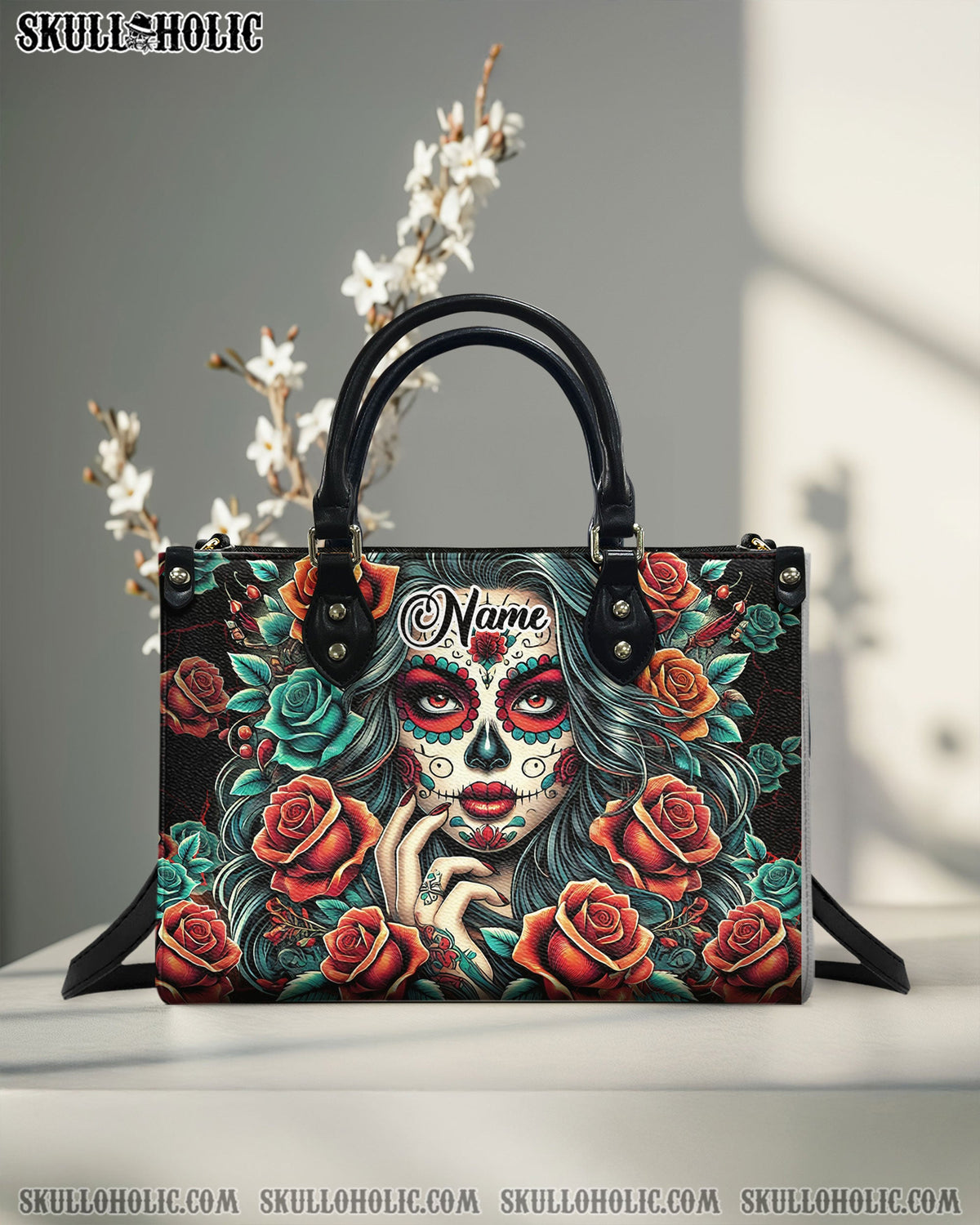 BLISSCORNERS SUGAR SKULL LEATHER HANDBAG
