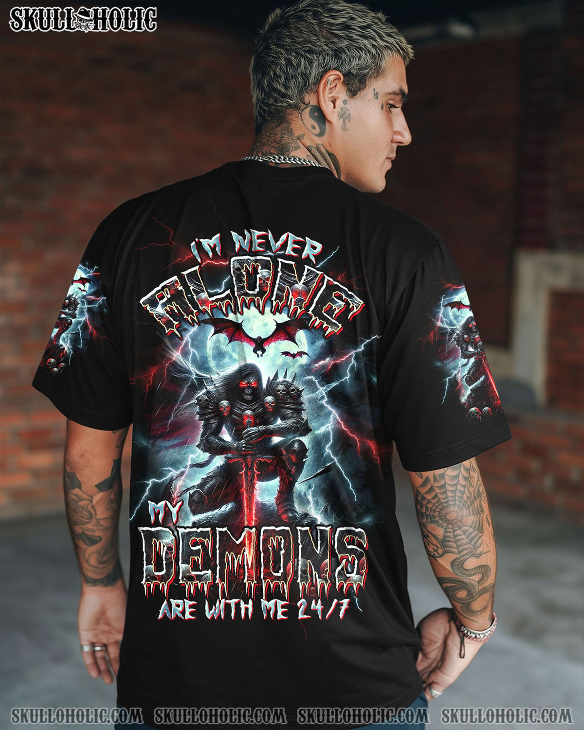 BLISSCORNERS I'M NEVER ALONE MY DEMONS ARE WITH ME 24/7 ALL OVER PRINT